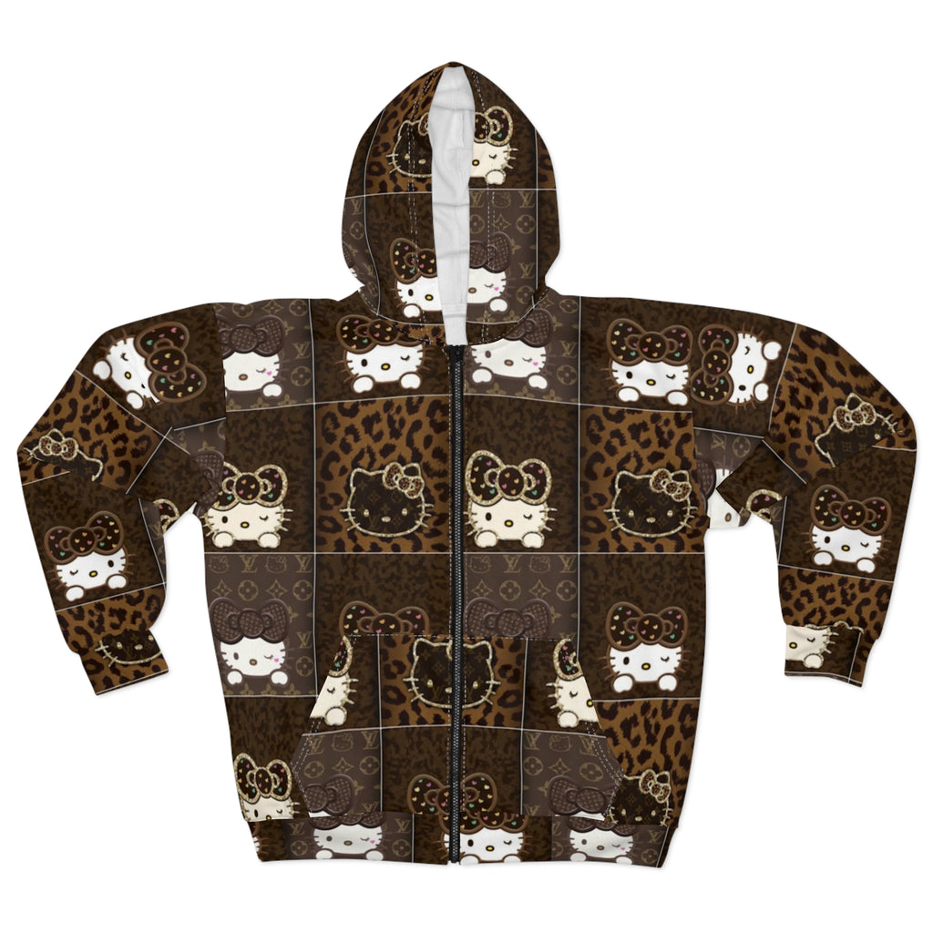 Hello Kitty Leopard Patchwork Zip Hoodie