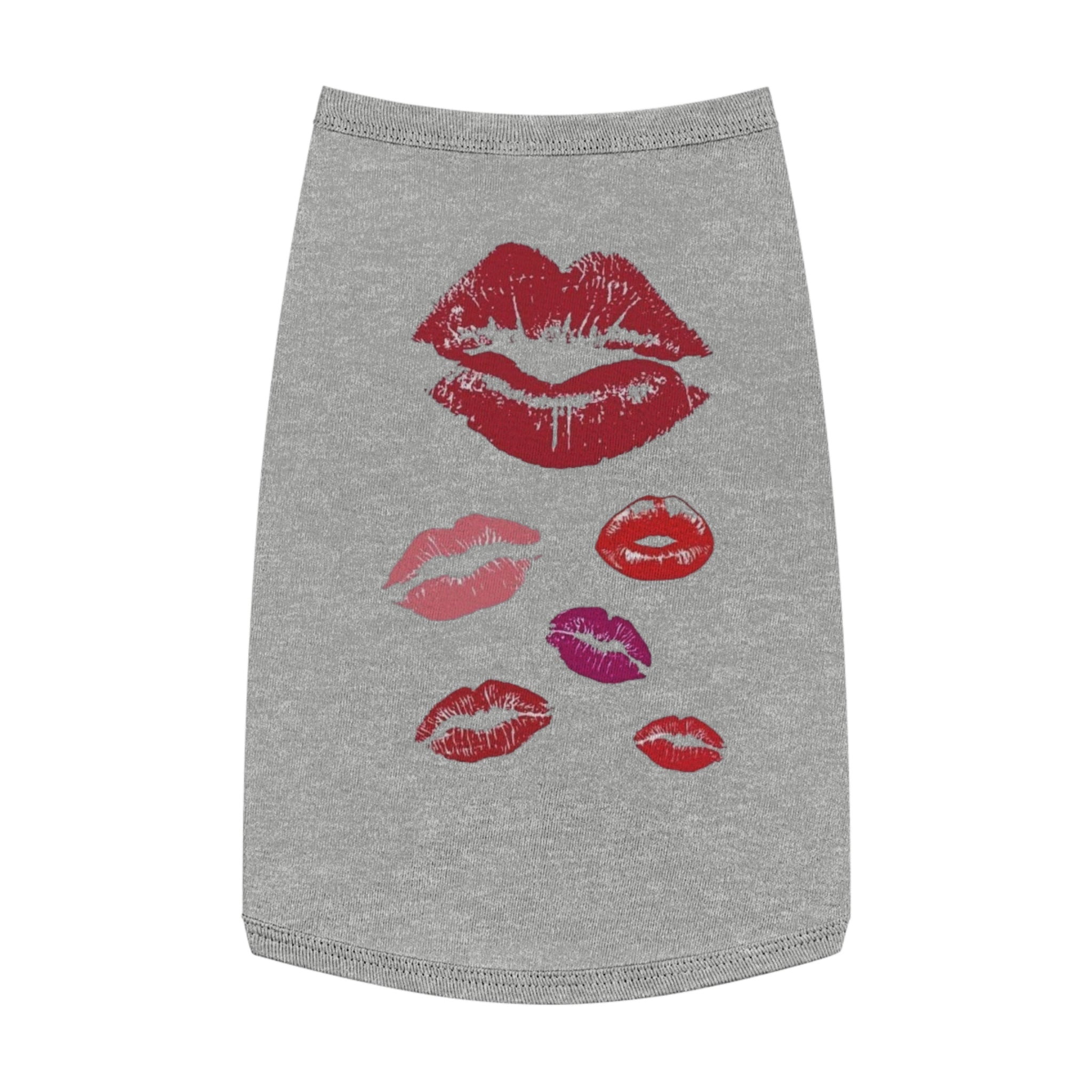 Pet Tank Top - Kiss Print Dog Shirt, Cute Lipstick Kiss Design for Small Dogs & Cats