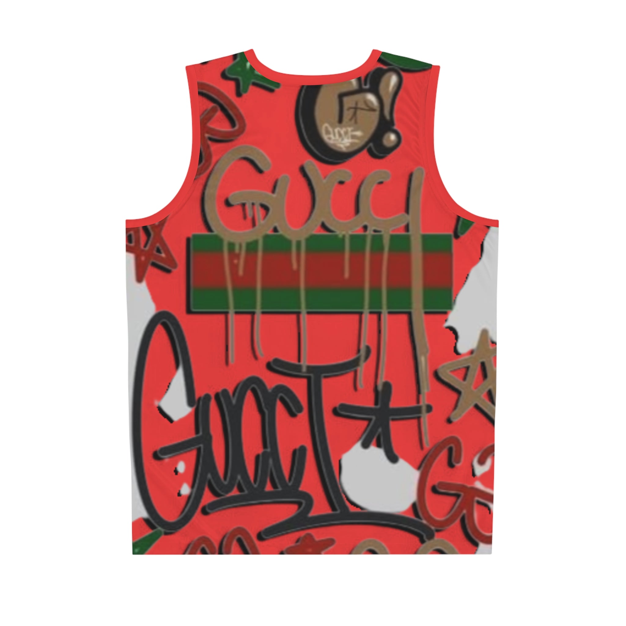 Graffiti Gucci Basketball Jersey — Red AOP Streetwear