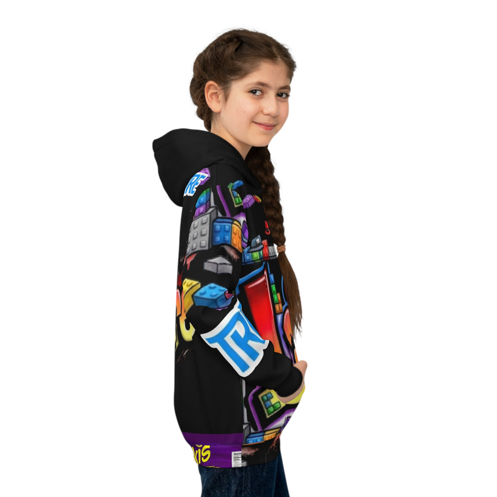 Children's Hoodie — Colorful 'LaTre' Gamer Brick Design Kids' All-Over Print Hoodie
