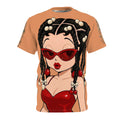 Betty-Inspired Pinup Tee — Retro Sunglasses Cherry Girl All-Over Print