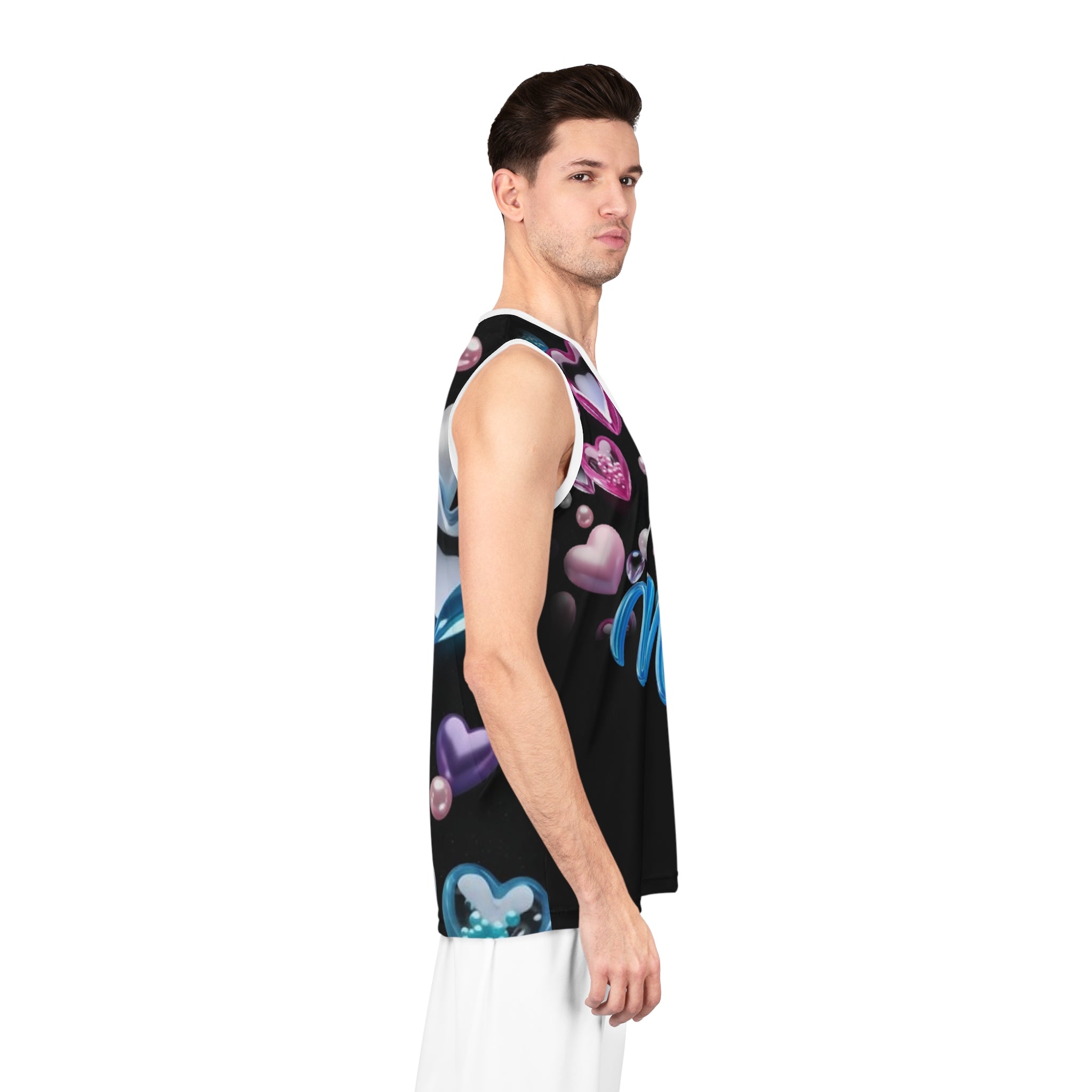 Heart Bubble "Muah" Basketball Jersey - All-Over Print