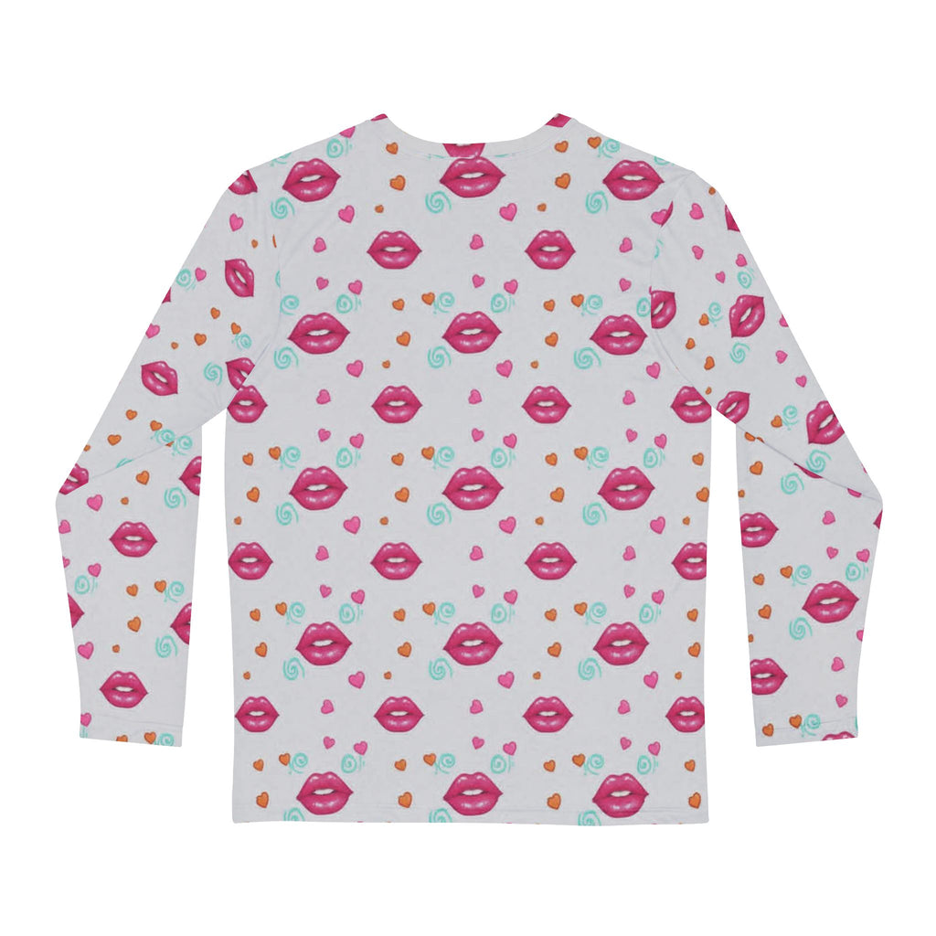 Muah Kiss Pattern Long Sleeve Shirt | All-Over Print Lips Design