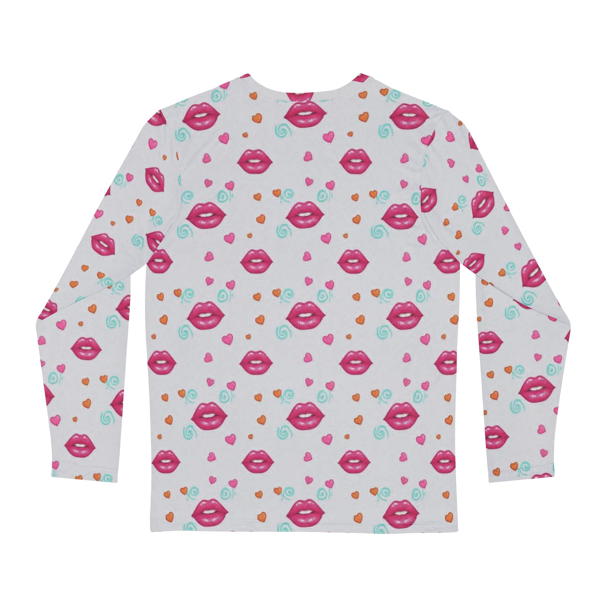 Muah Kiss Pattern Long Sleeve Shirt | All-Over Print Lips Design