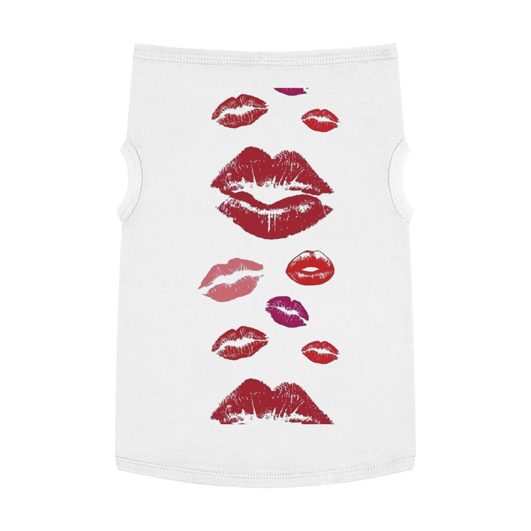 Pet Tank Top - Kiss Print Dog Shirt, Cute Lipstick Kiss Design for Small Dogs & Cats