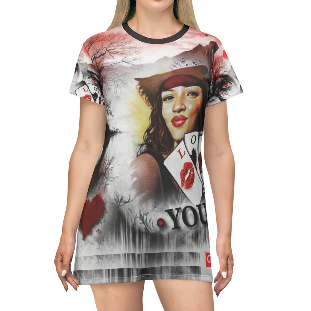 Love Poker T-Shirt Dress — Vintage Pinup Playing Cards Design