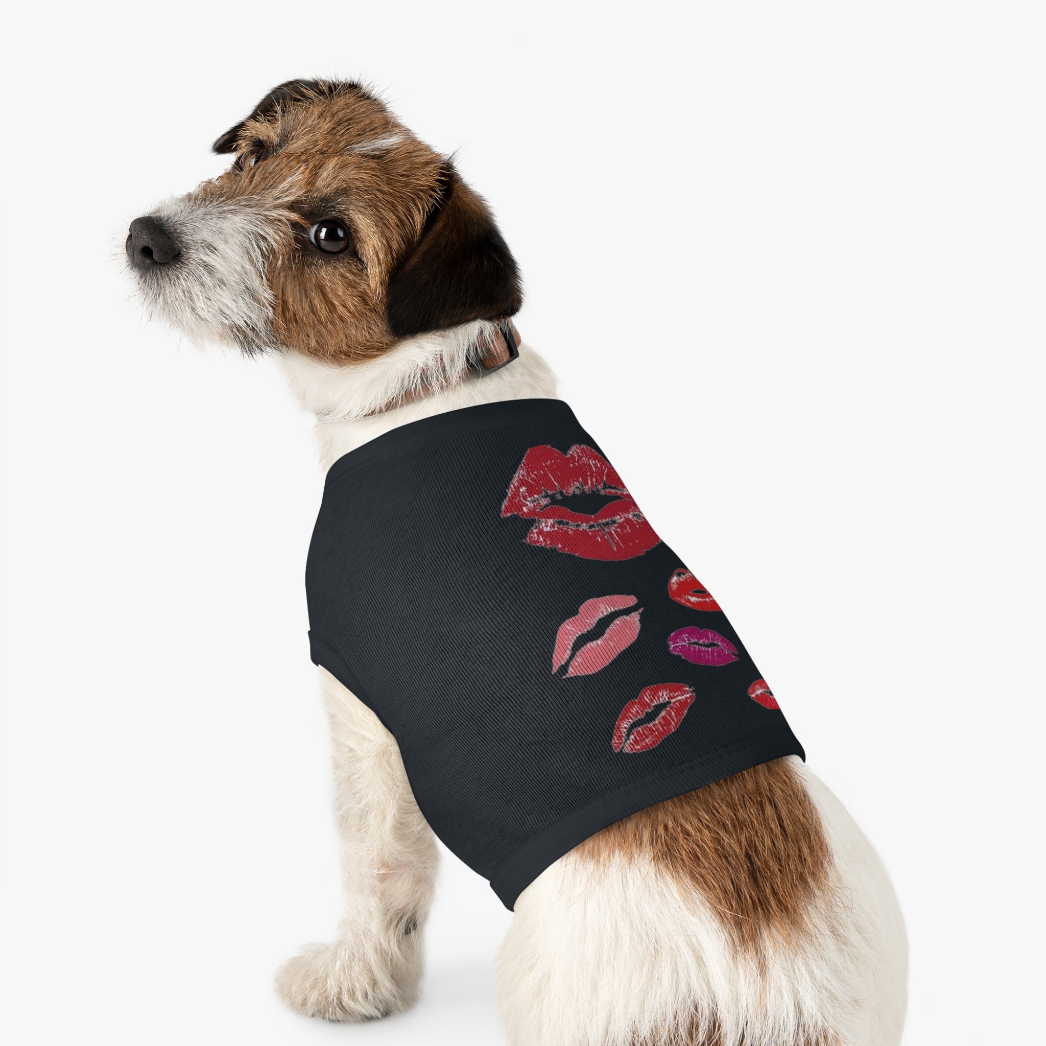 Pet Tank Top - Kiss Print Dog Shirt, Cute Lipstick Kiss Design for Small Dogs & Cats