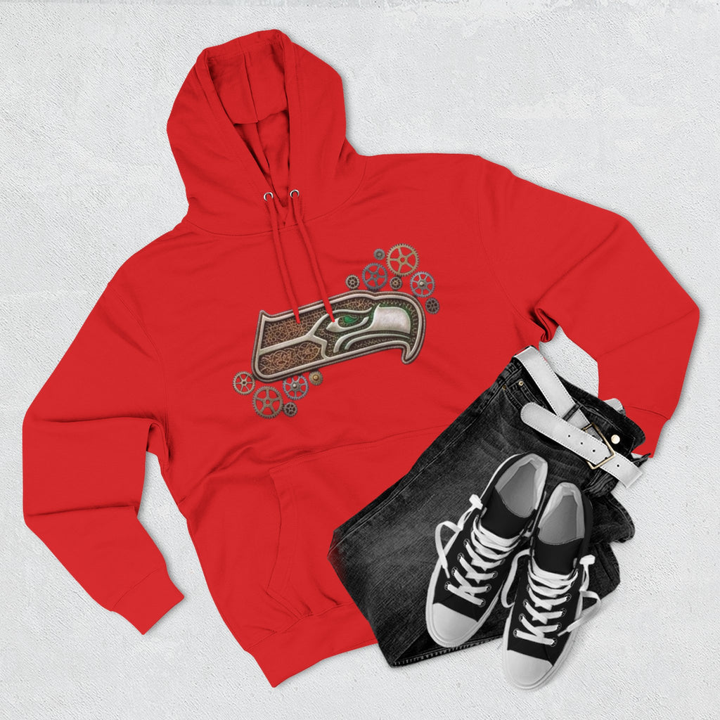 Seahawk Gear Hoodie — Vintage Seahawk Emblem with Gear Accents