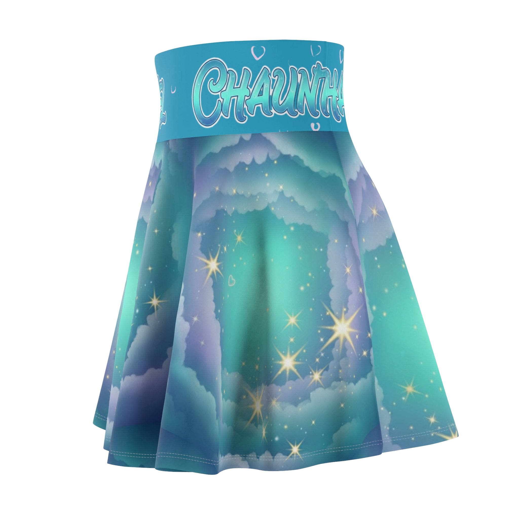 Aurora Dream Skater Skirt — Teal Northern Lights AOP