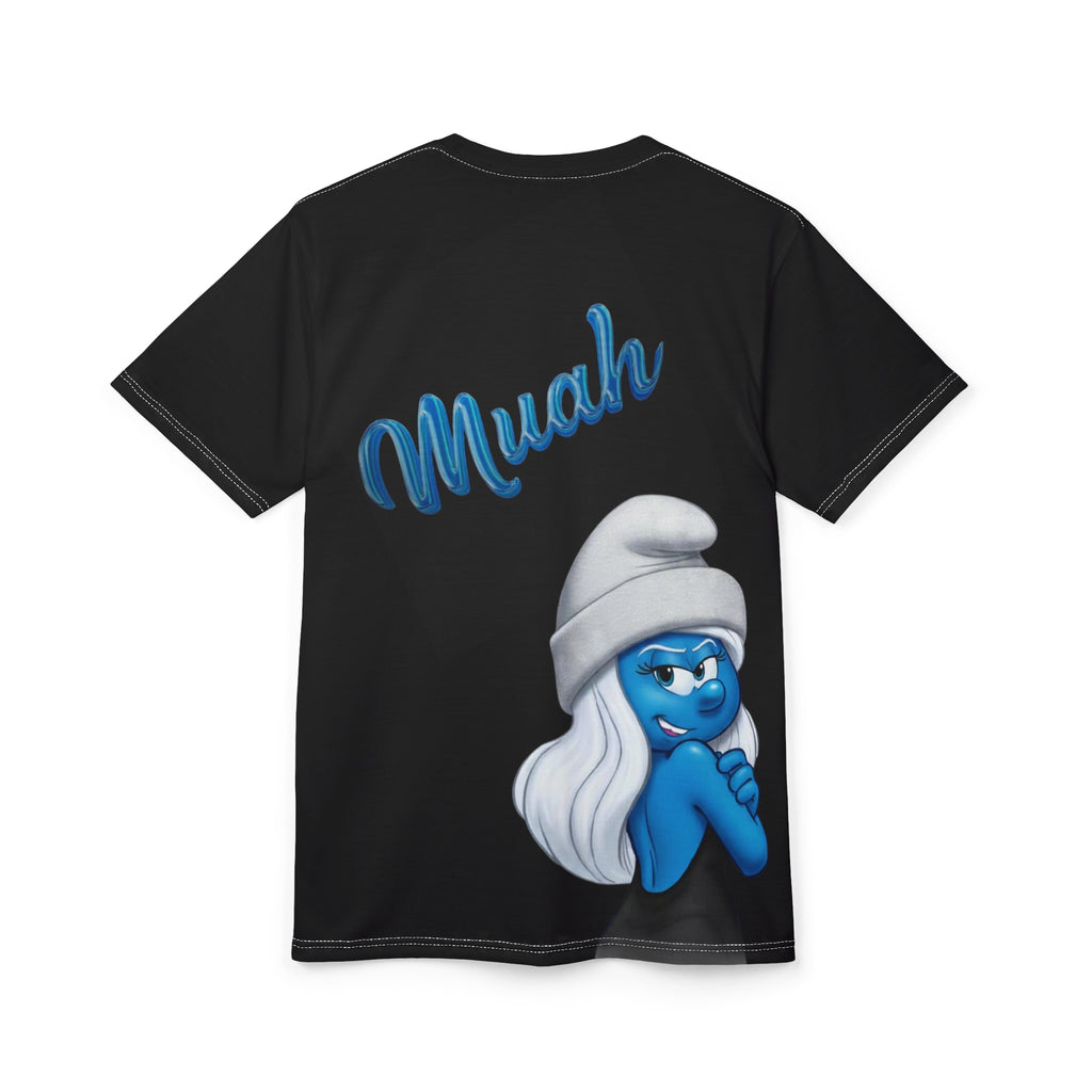 Muah Script Tee - Retro Blue Handwritten Graphic T-Shirt