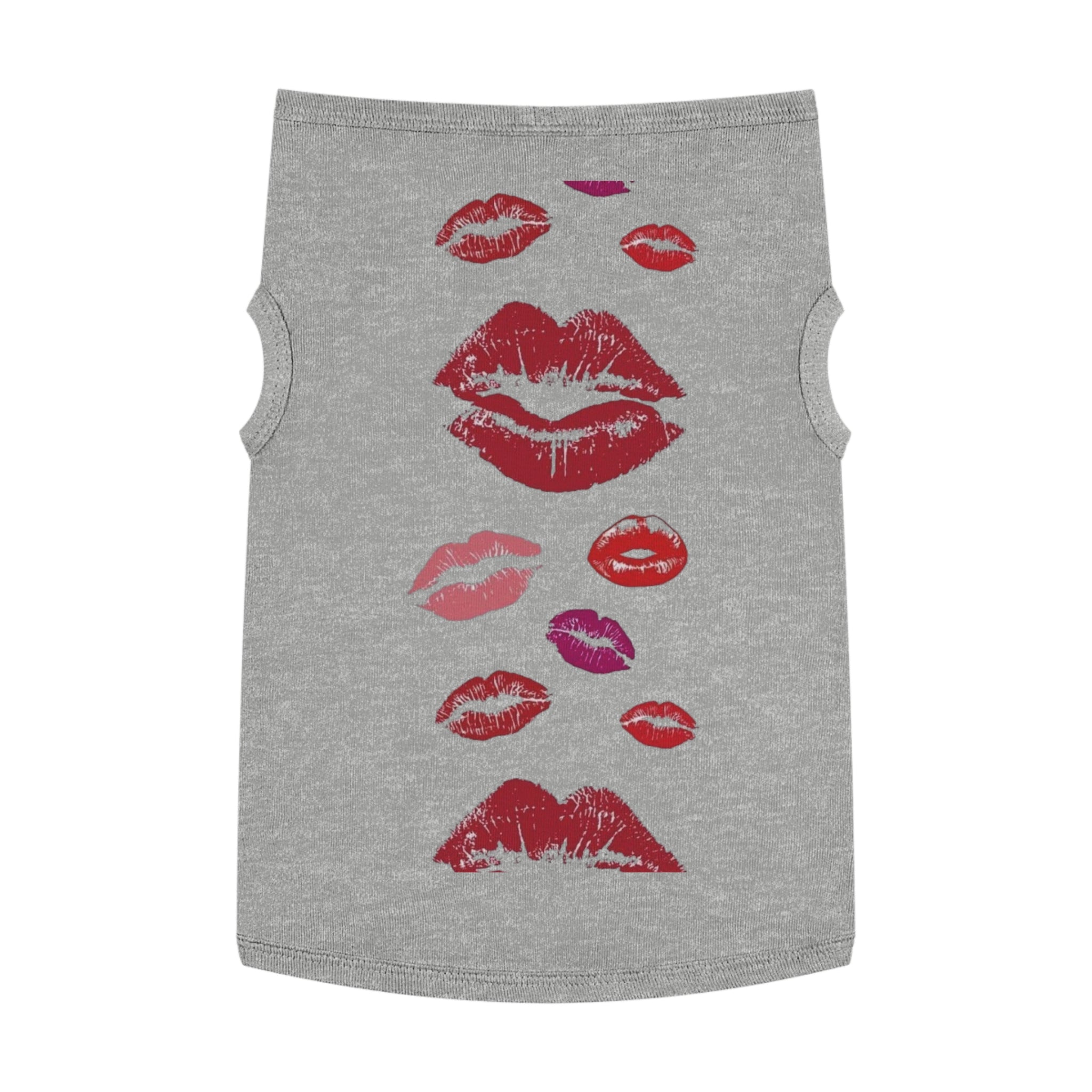 Pet Tank Top - Kiss Print Dog Shirt, Cute Lipstick Kiss Design for Small Dogs & Cats