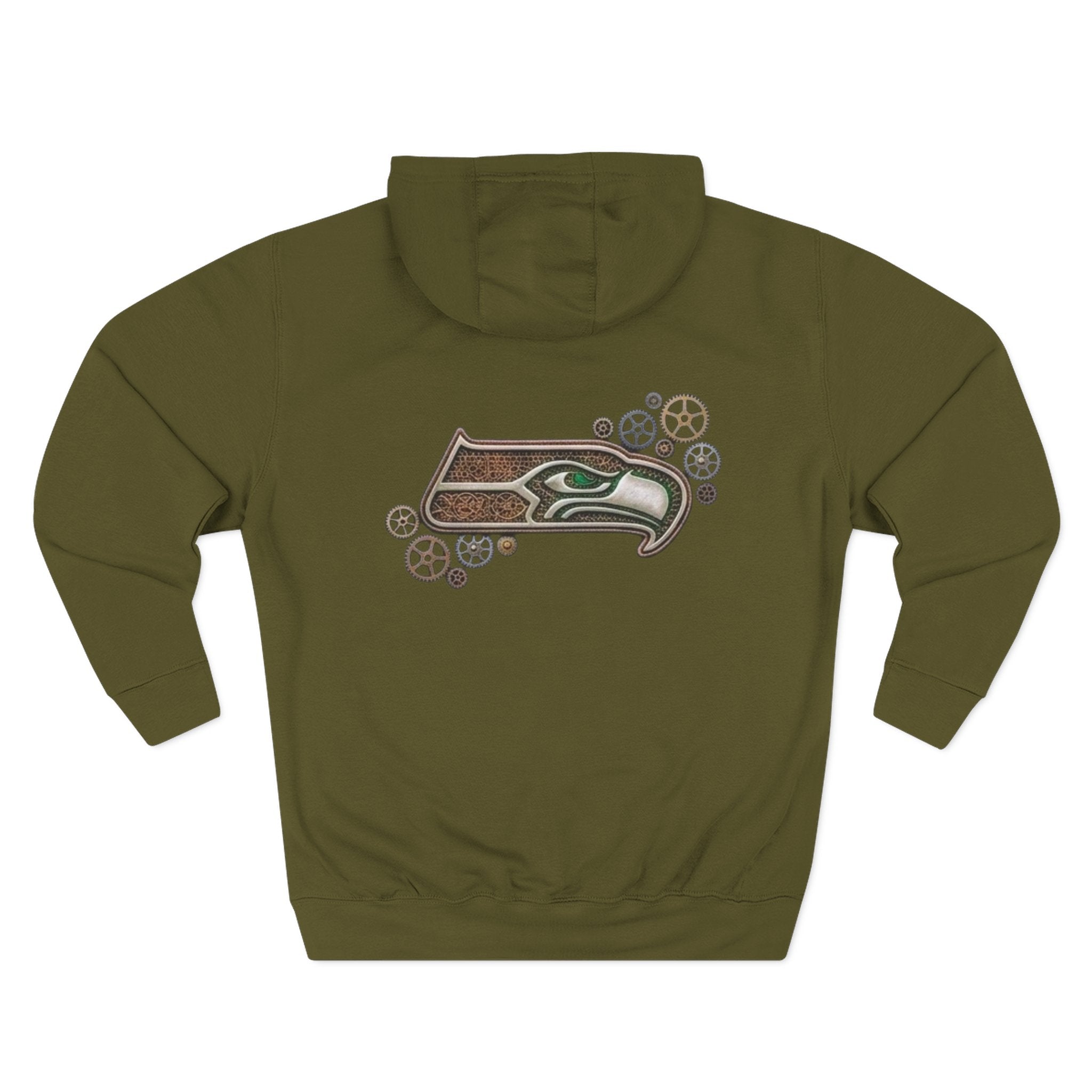 Seahawk Gear Hoodie — Vintage Seahawk Emblem with Gear Accents