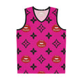 Pink Kiss Pattern Basketball Jersey — "MUAH" All-Over-Print Streetwear