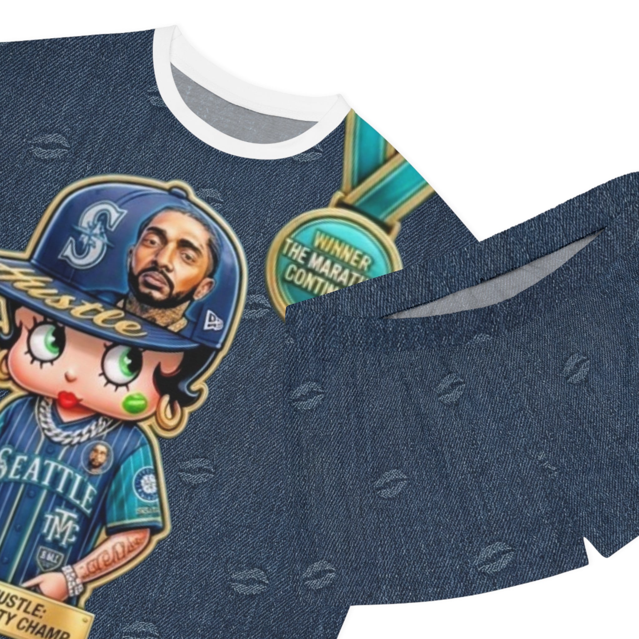 Betty Boop Seattle Hustle Denim-Print Women’s Short Pajama Set