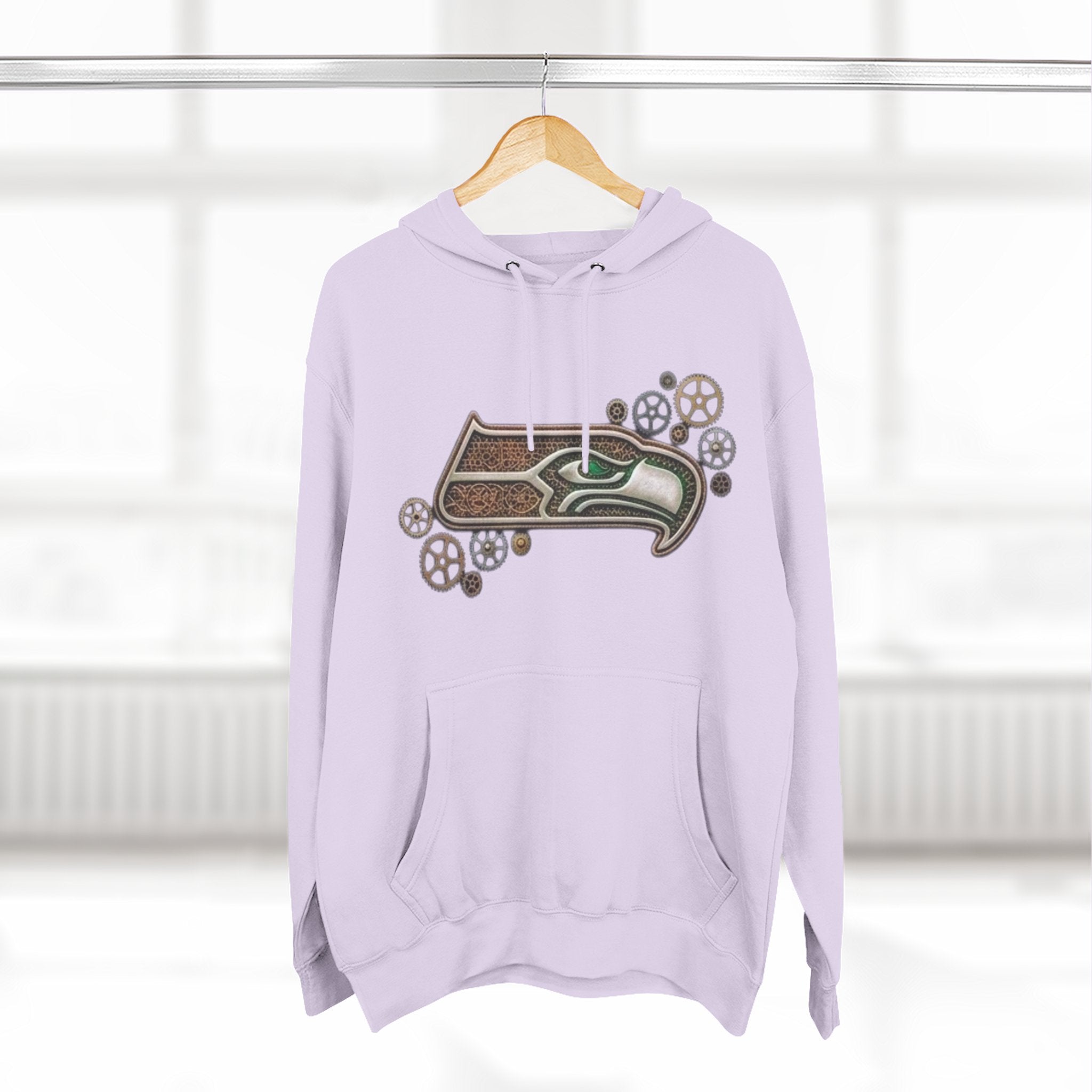 Seahawk Gear Hoodie — Vintage Seahawk Emblem with Gear Accents