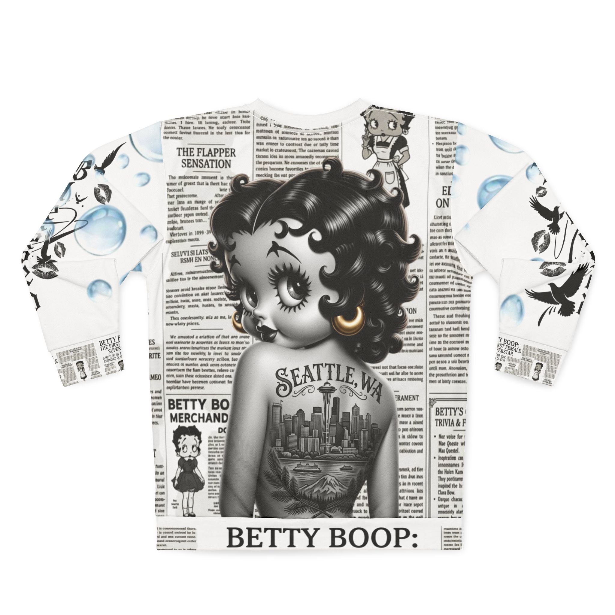 Sweatshirt — Vintage Betty Boop Newspaper All-Over Print