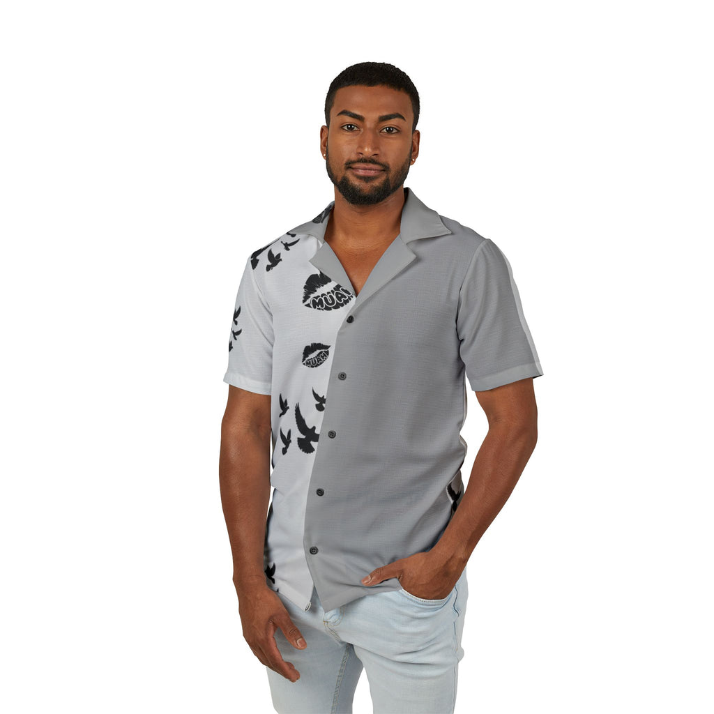 Men's Hawaiian Camp Shirt — Dove Flock Graphic Button-Up