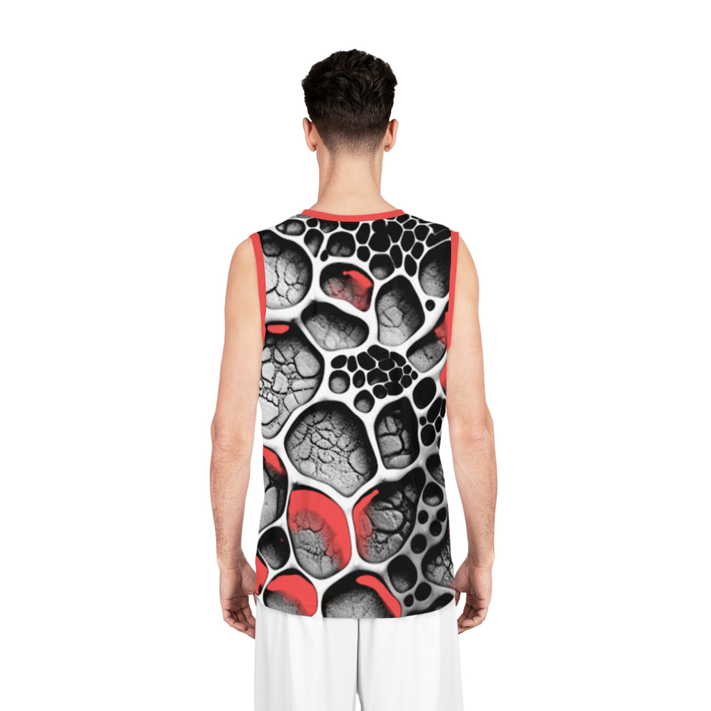 Abstract Red & Black Basketball Jersey — All-Over Print Athletic Tank