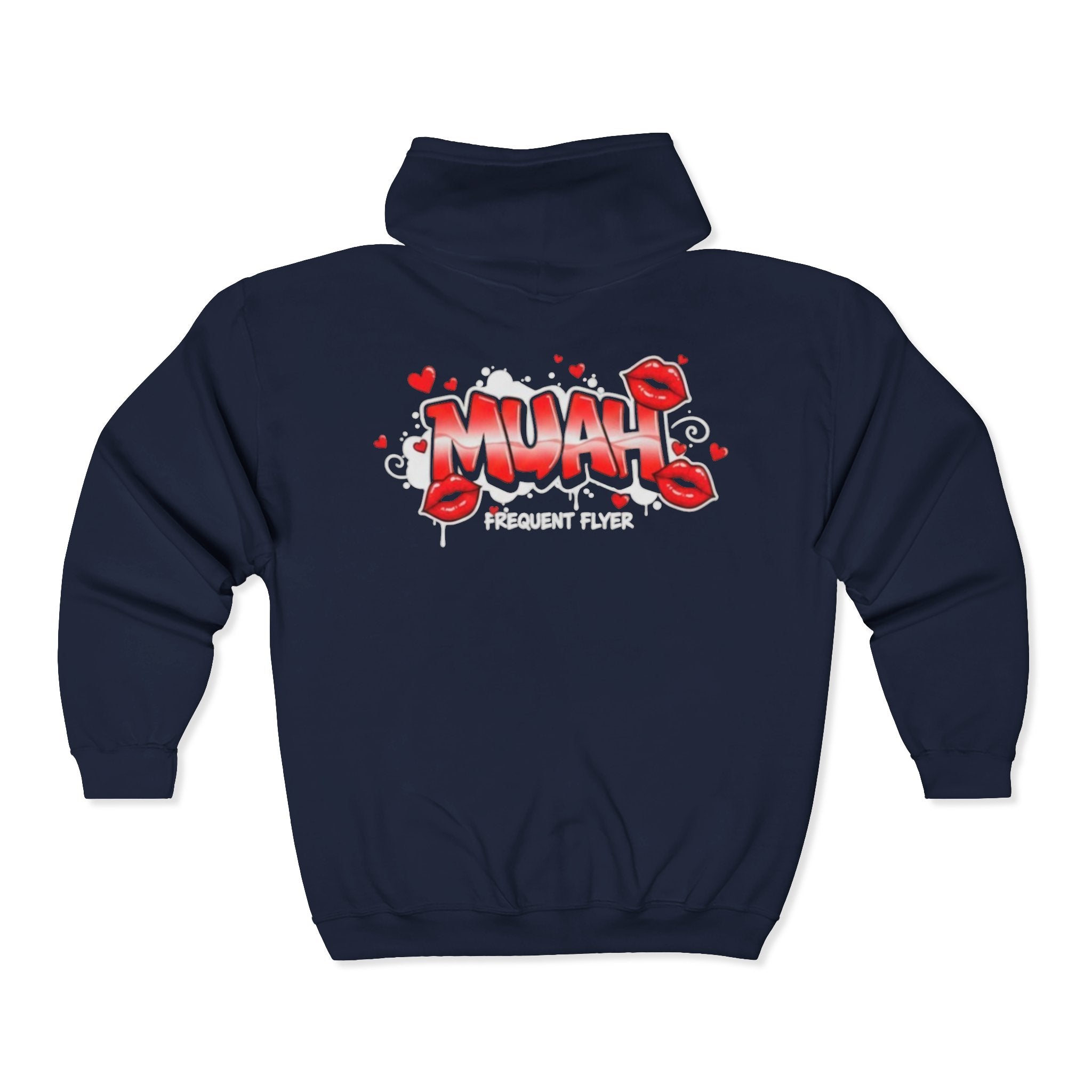 Muah Graffiti Zip Hoodie — 'Muah' Lip Kiss Streetwear Sweatshirt