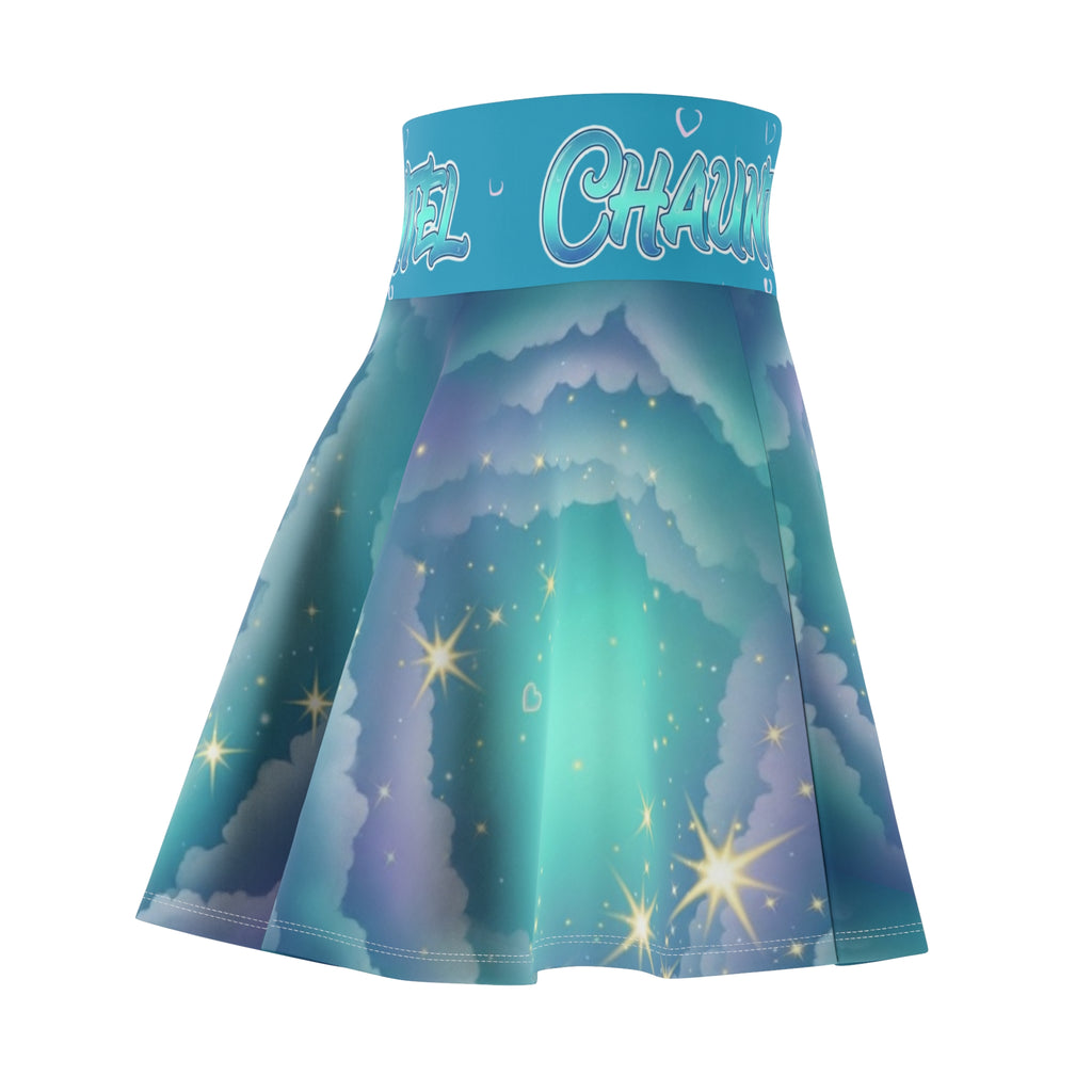 Aurora Dream Skater Skirt — Teal Northern Lights AOP