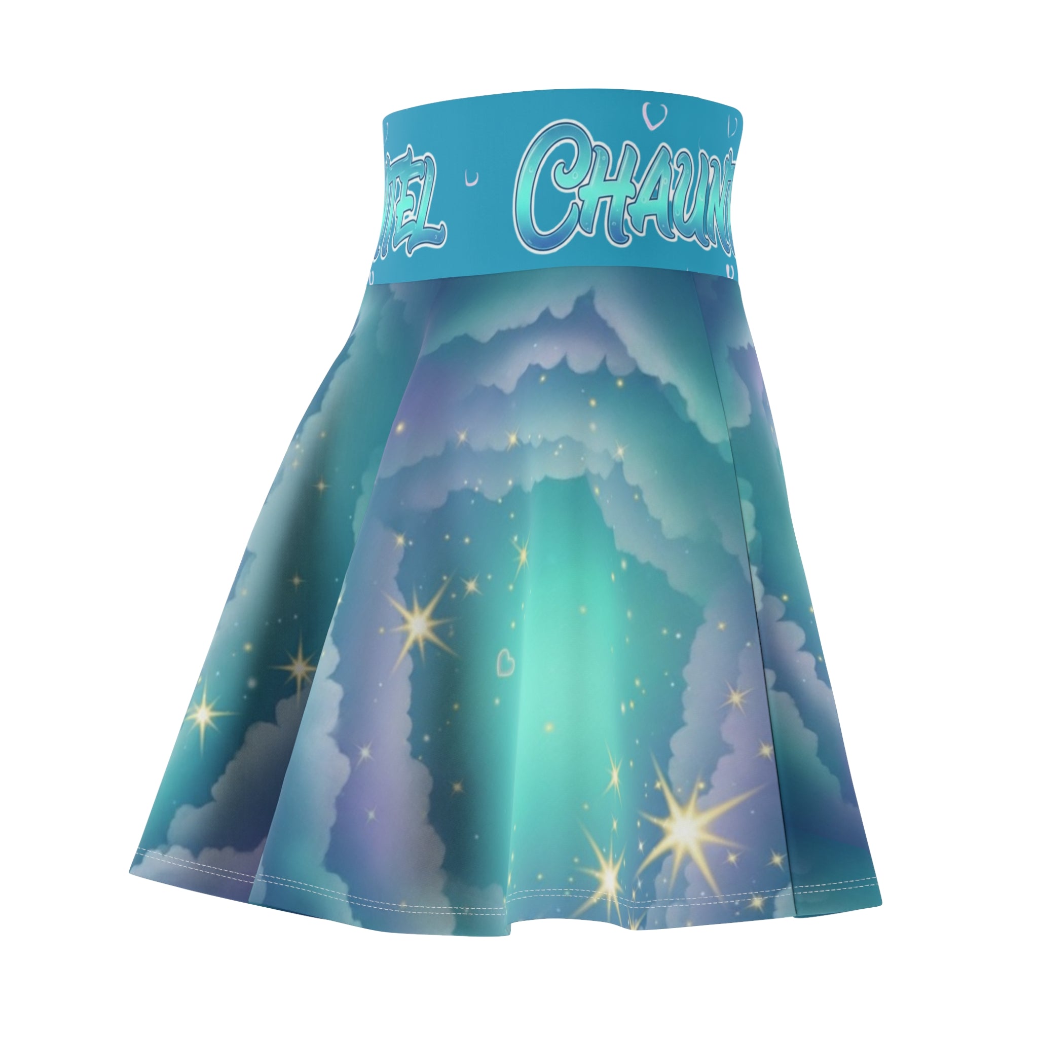 Aurora Dream Skater Skirt — Teal Northern Lights AOP