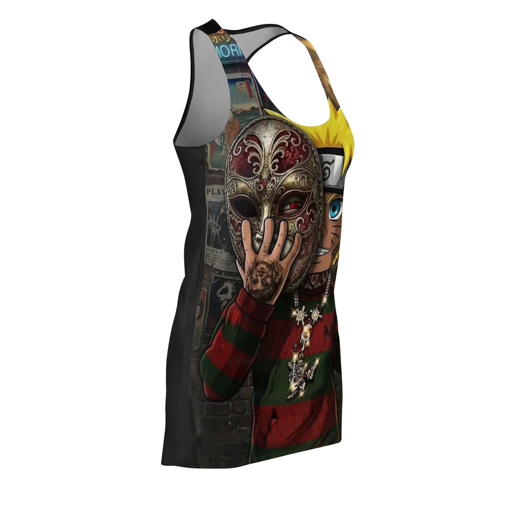 Racerback Dress — Creepy Mask Anime Girl Graphic AOP