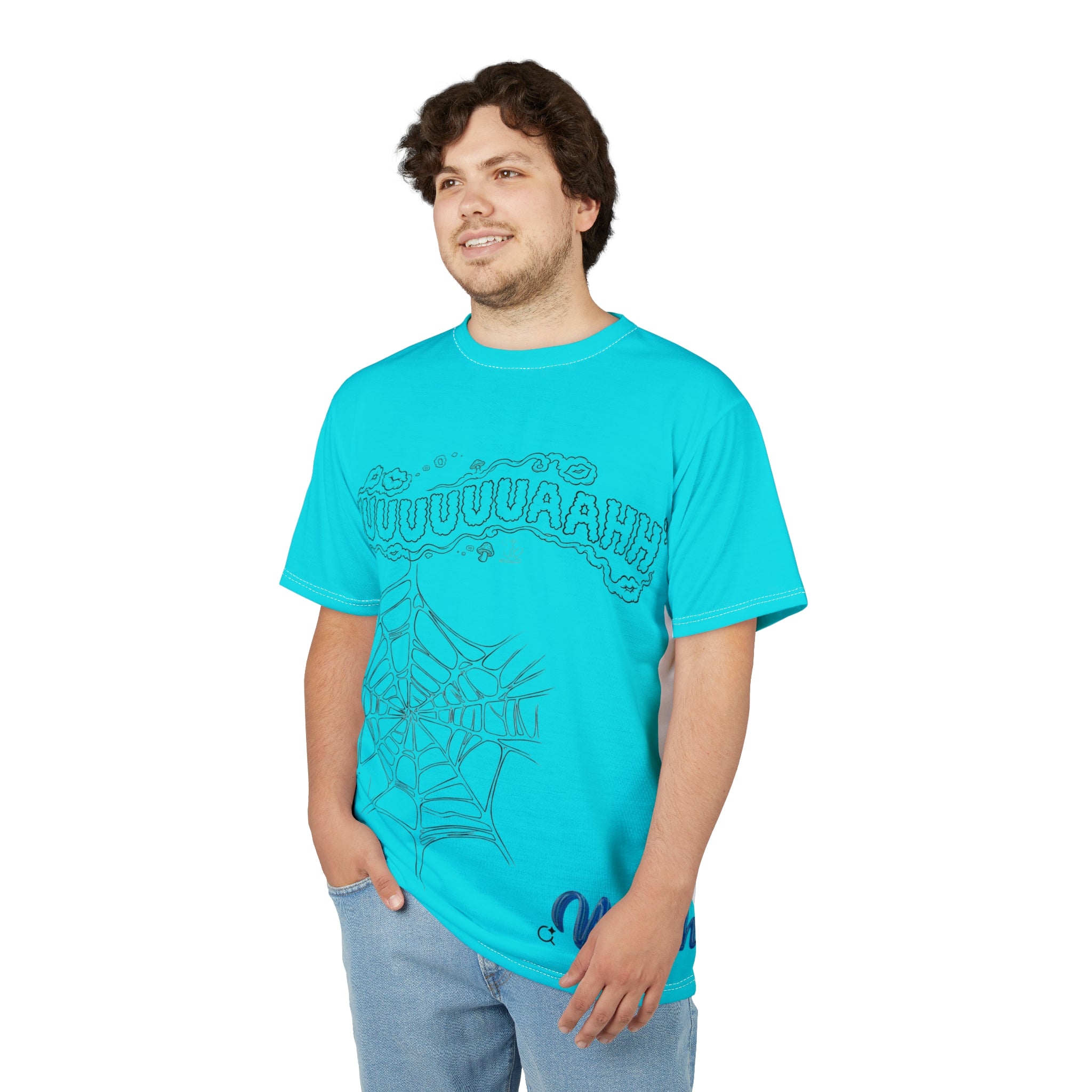 Turquoise 'Muuuuuaah!' Spiderweb Graphic Tee — Cute Gothic Halloween Shirt