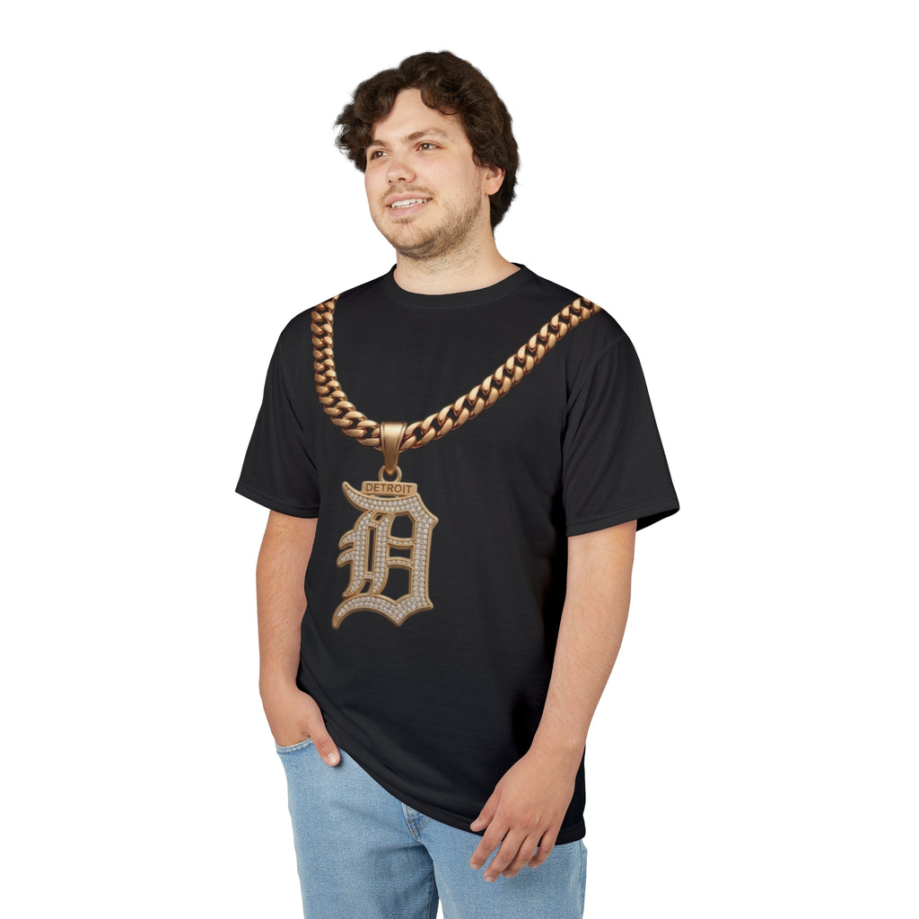 Detroit D Pendant Tee — Black Gold Necklace Graphic T-Shirt