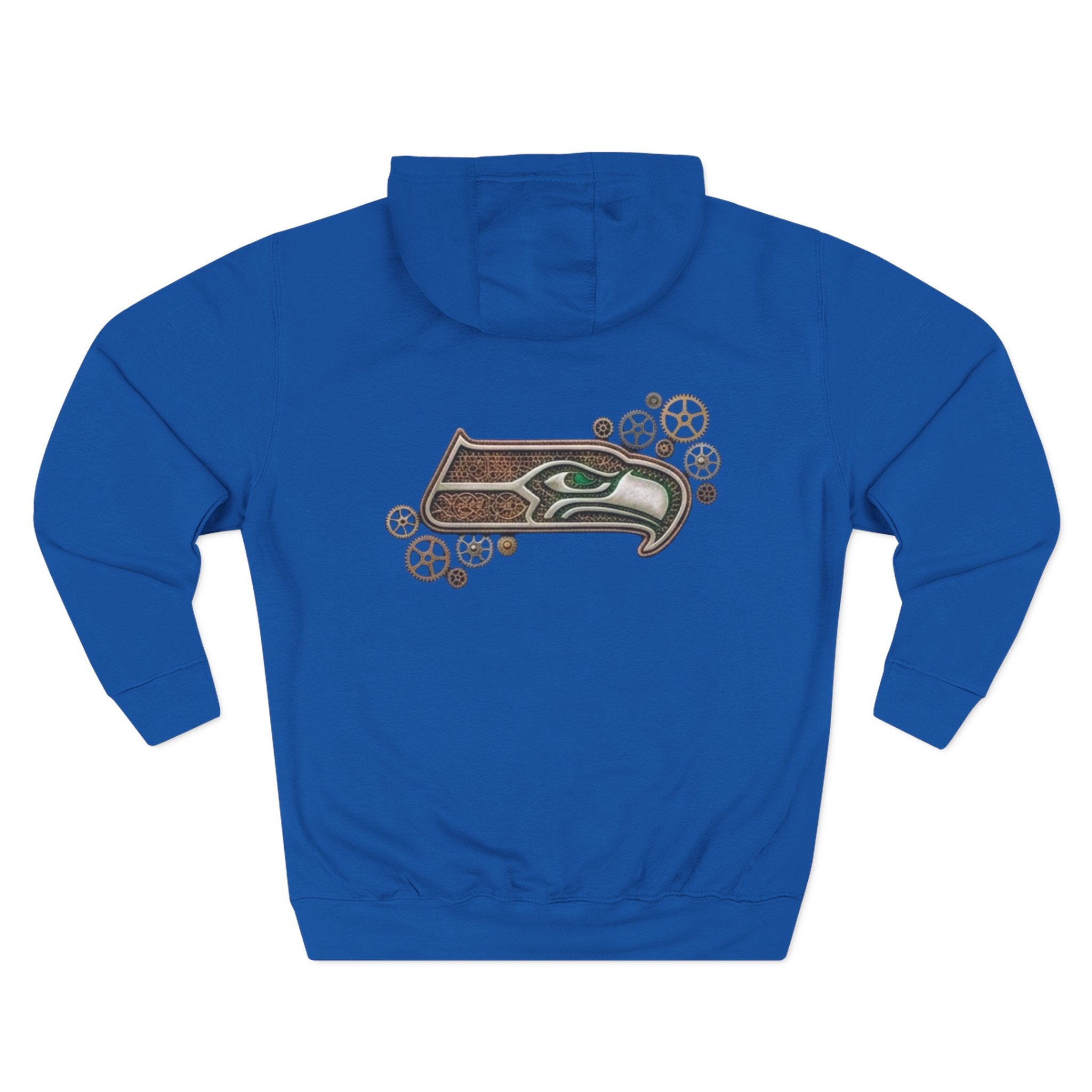 Seahawk Gear Hoodie — Vintage Seahawk Emblem with Gear Accents