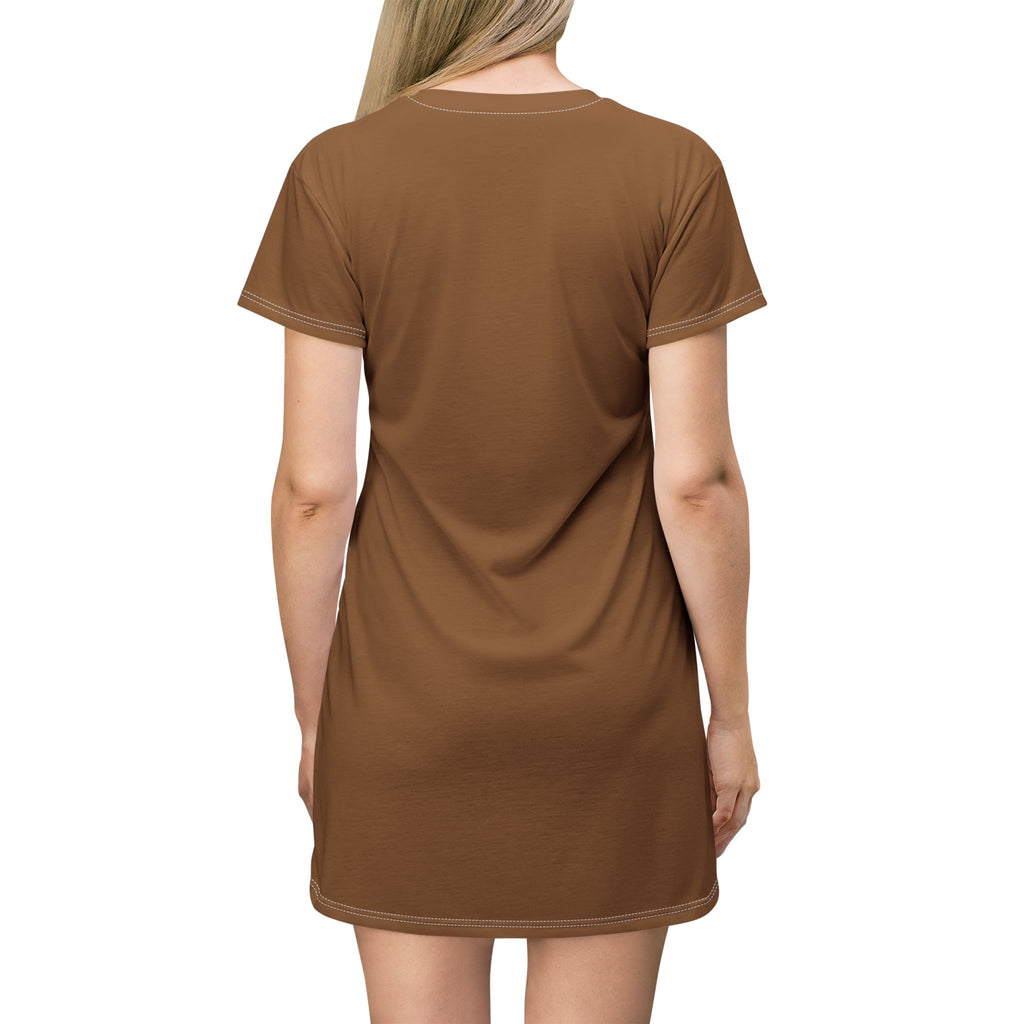 Betty Boop Cozy Sweater T-Shirt Dress – Chocolate All-Over Print