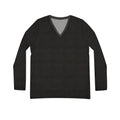 Women's V-Neck Long Sleeve Shirt — All-Over Black Minimalist Pattern
