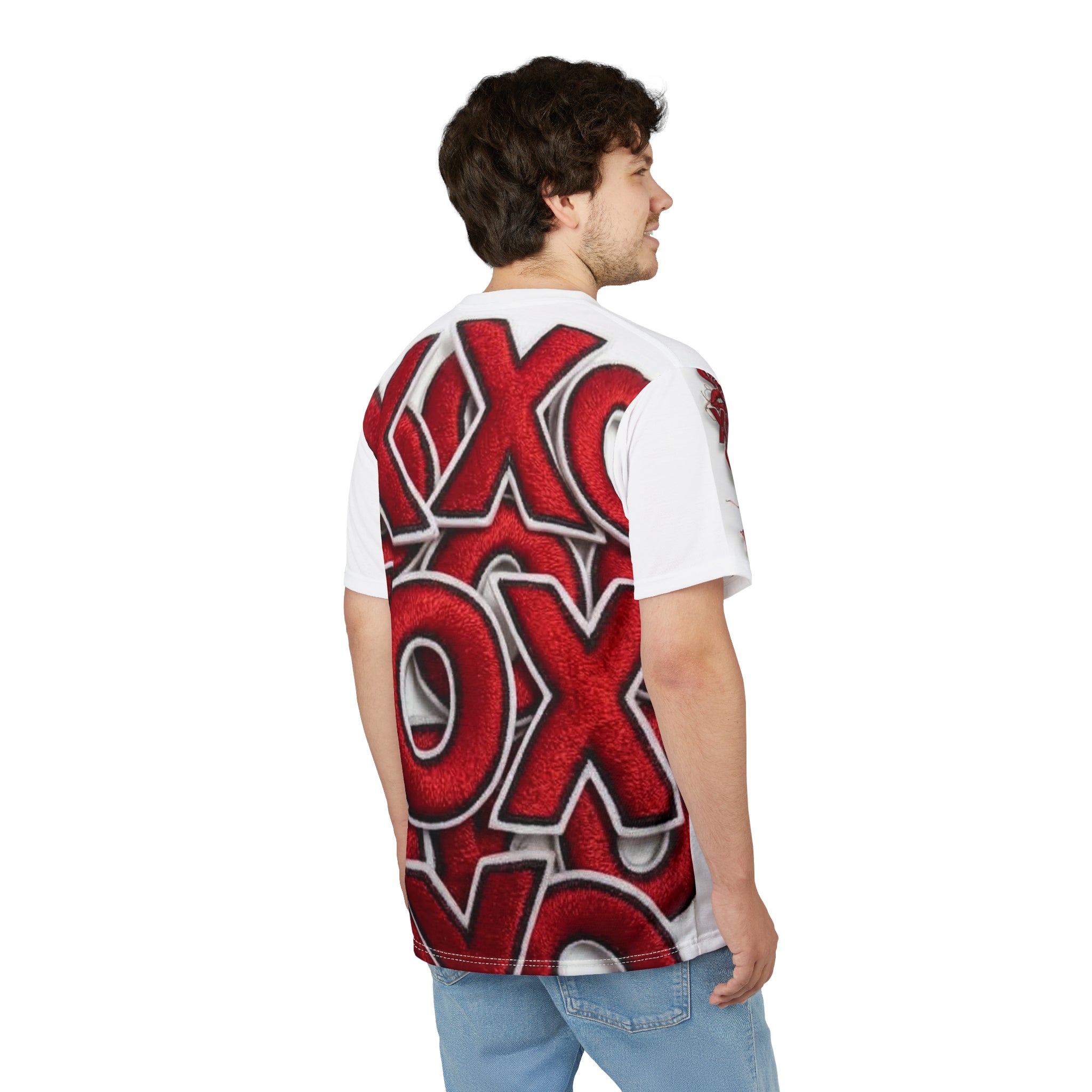 XOXO Red Lips All-Over Print Tee — Valentine's Day Kiss Graphic Shirt