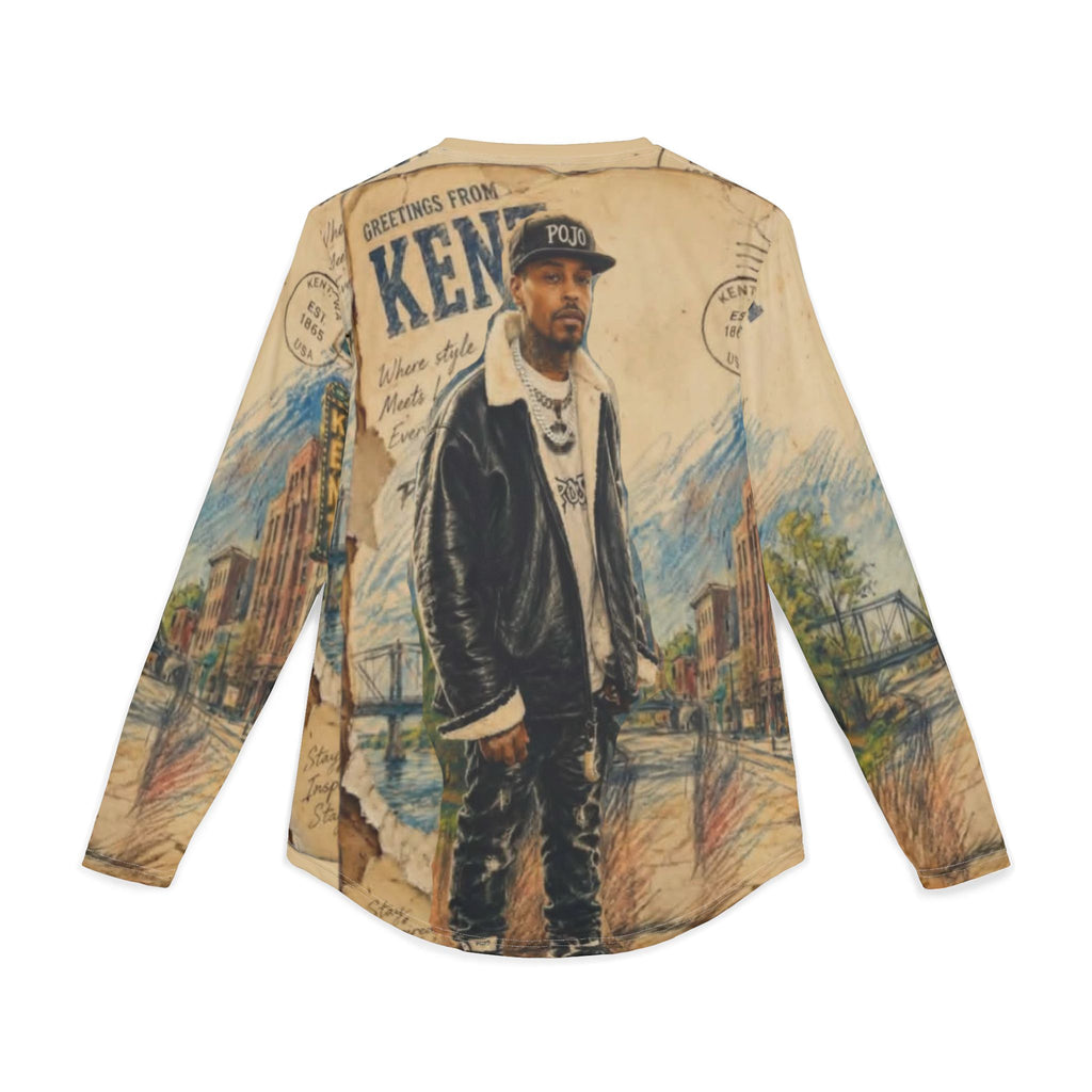 Men’s Long Sleeve UV Shirt — Vintage City Portrait "Kent" All-Over Print