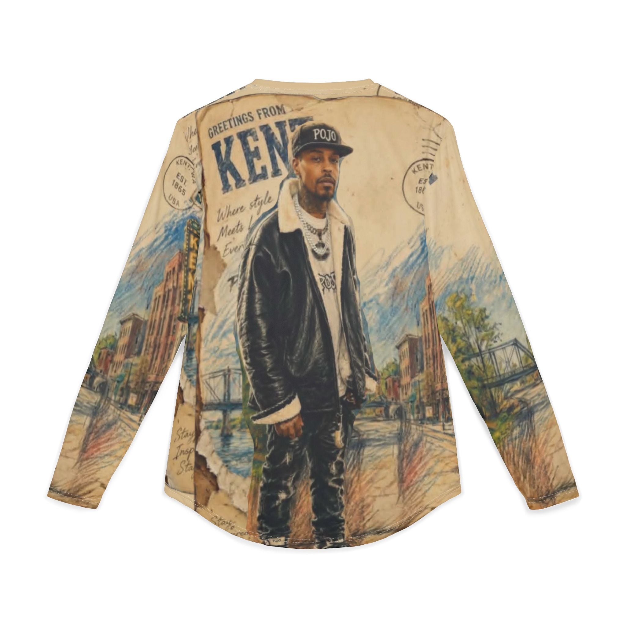 Men’s Long Sleeve UV Shirt — Vintage City Portrait "Kent" All-Over Print