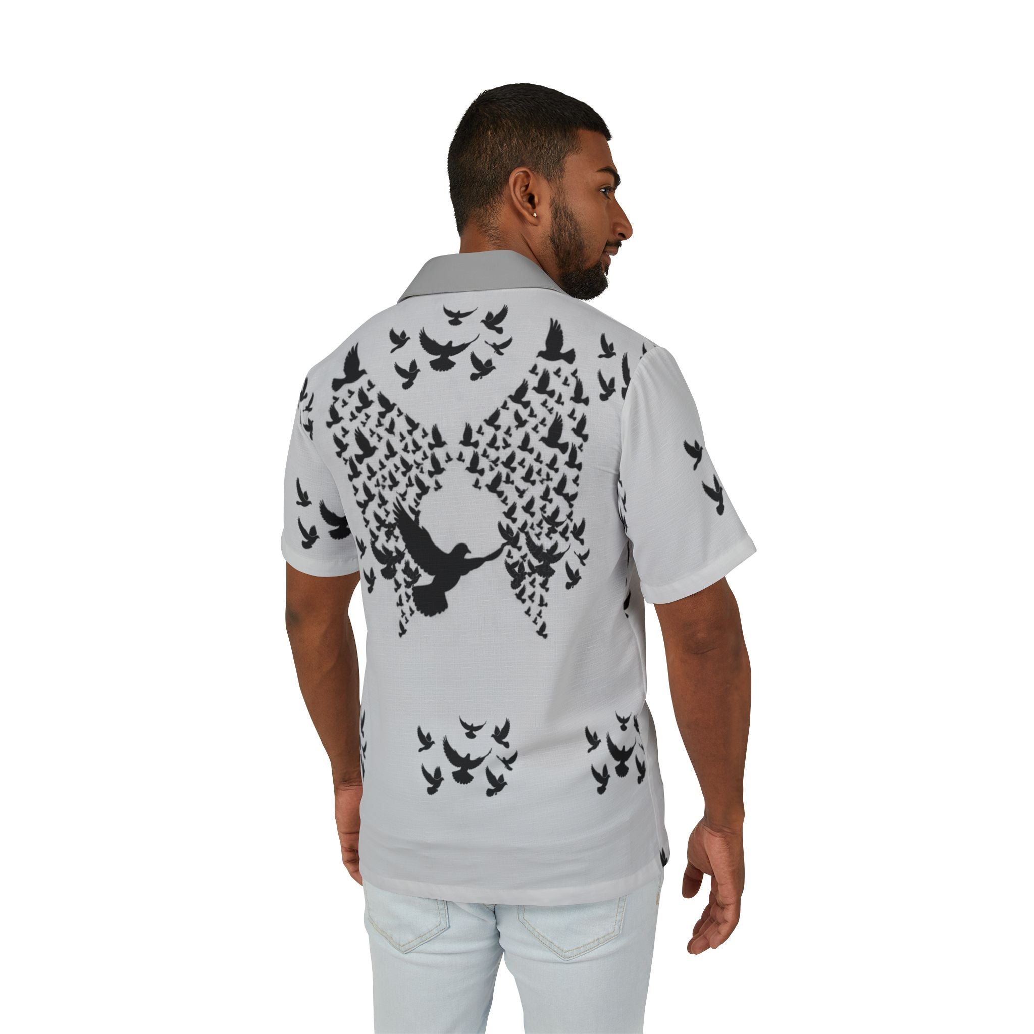 Men's Hawaiian Camp Shirt — Dove Flock Graphic Button-Up