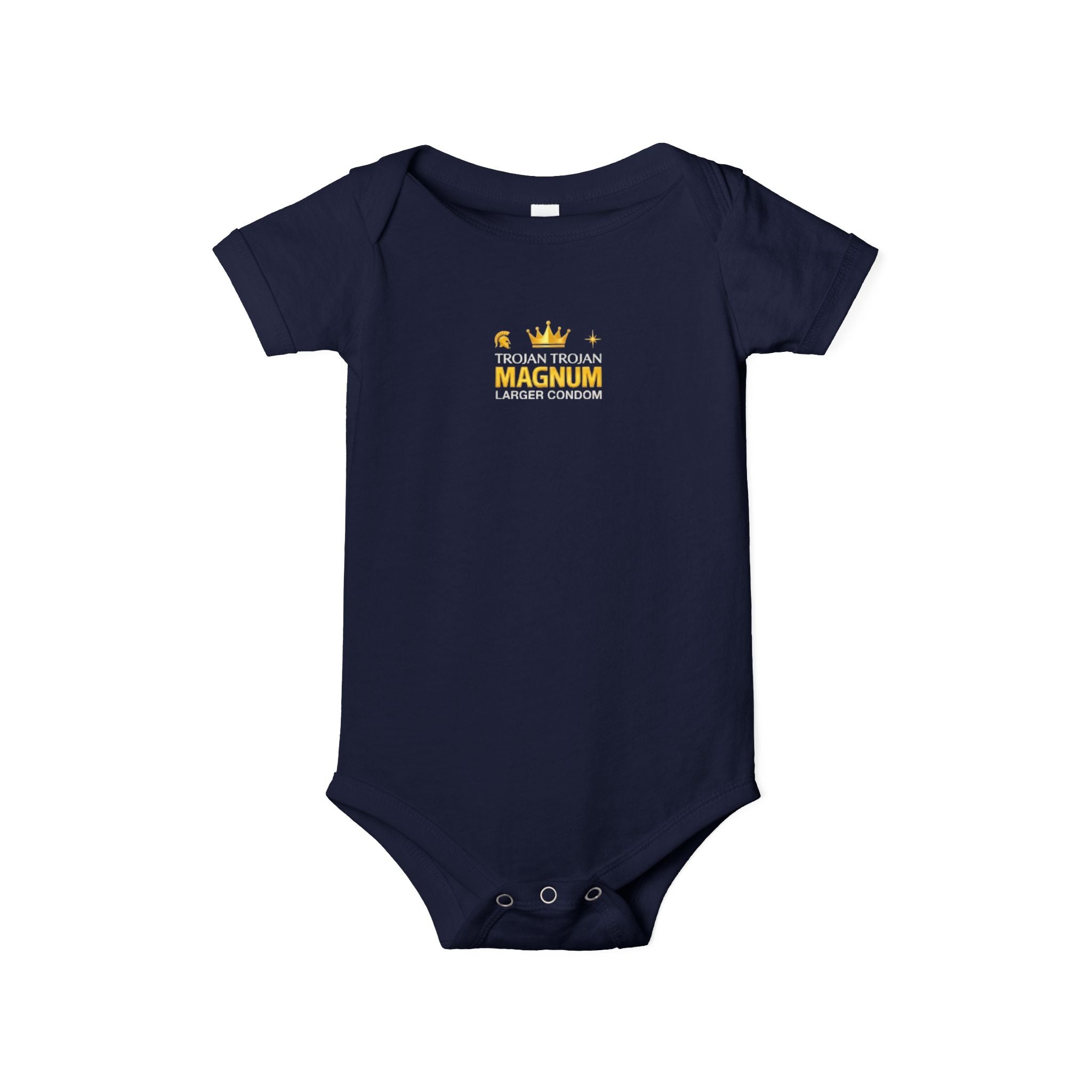 Infant One-Piece Bodysuit — 'Magnum' Crown Baby Romper (White)
