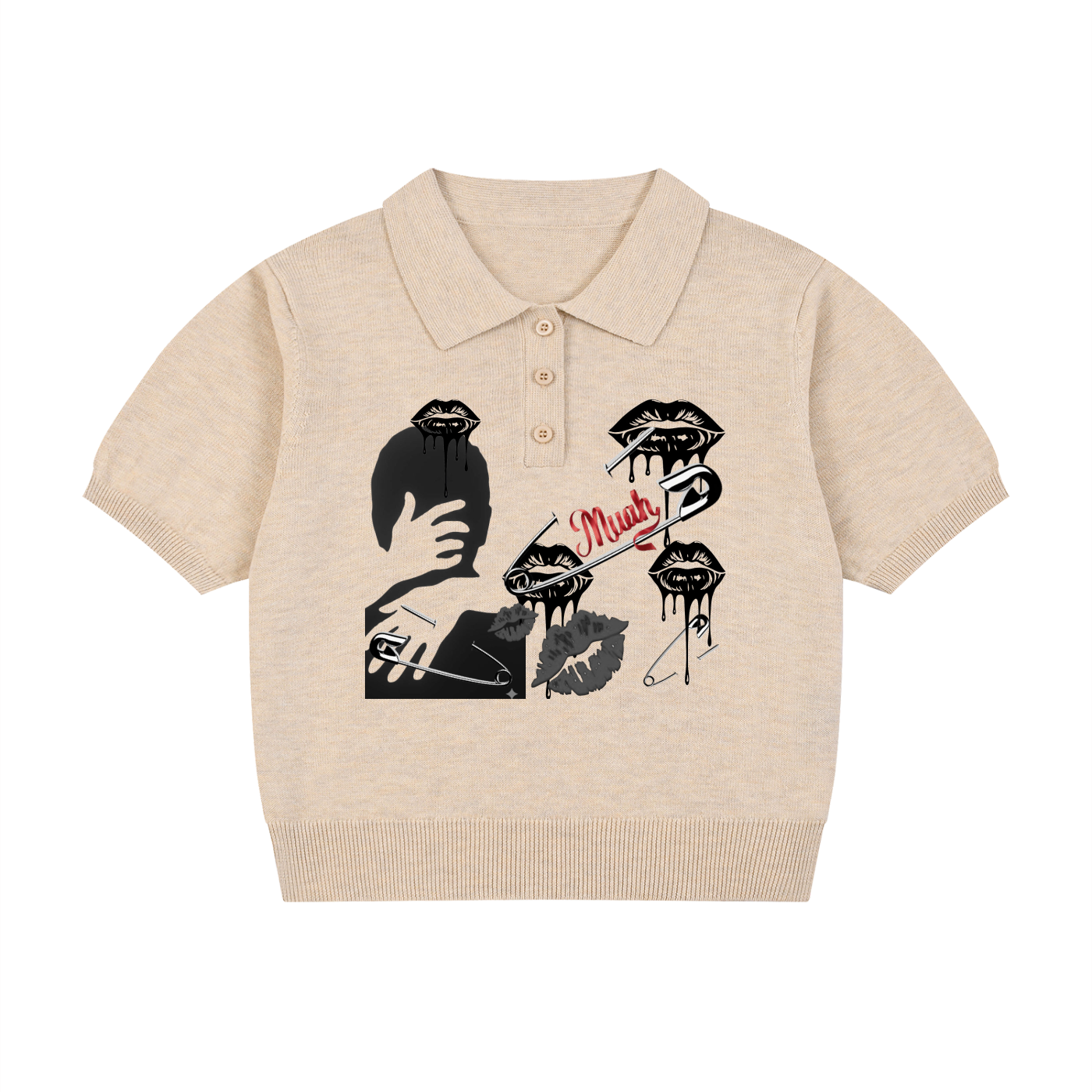 Women’s Knit Cotton Polo Shirt kiss