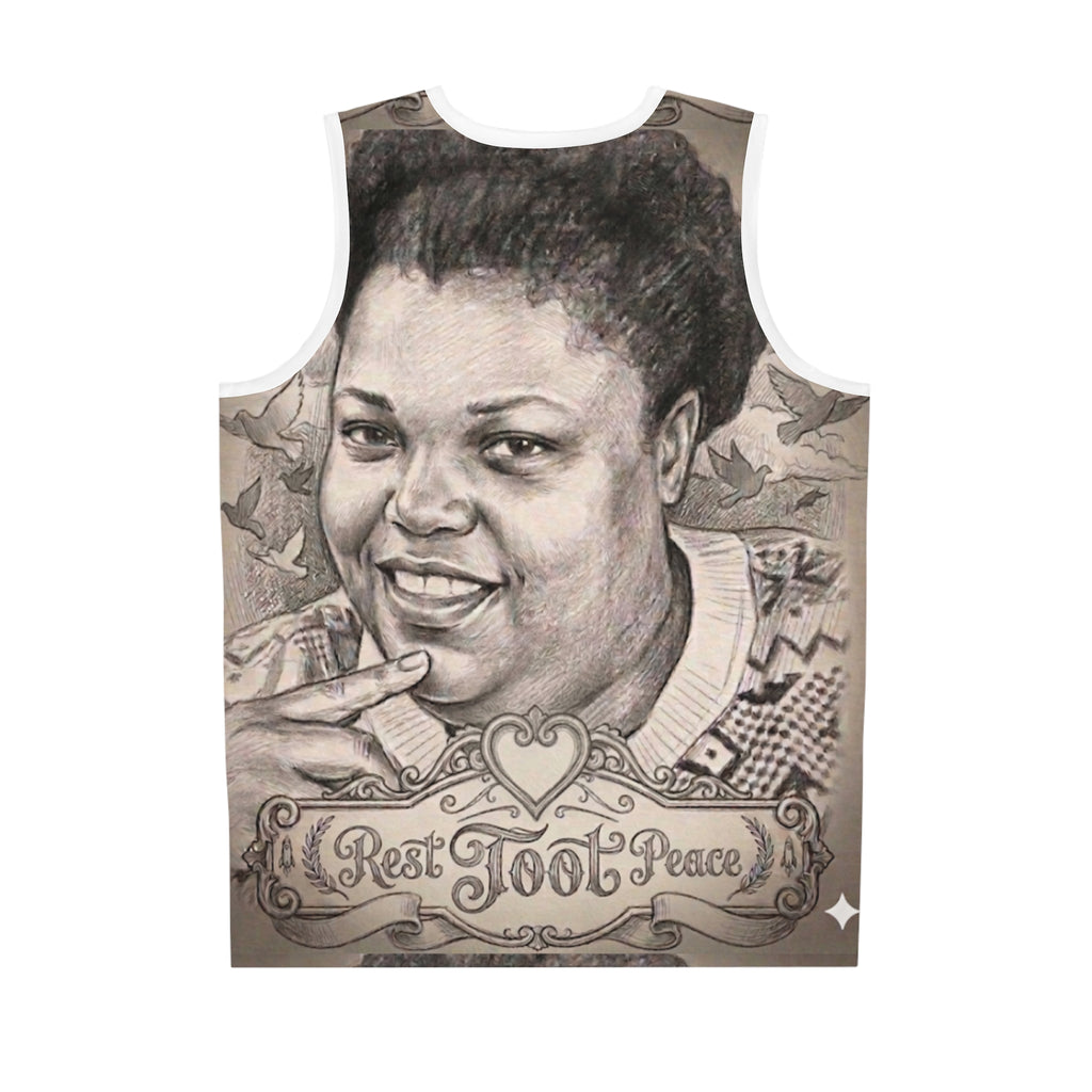 Memorial Portrait Basketball Jersey — "Rest Toot Peace" Tribute