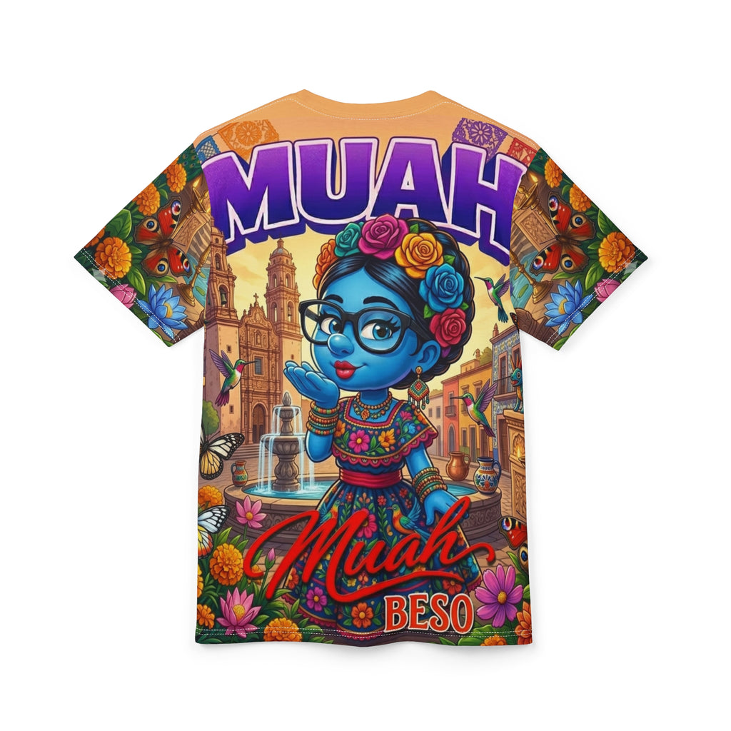 Waterfall Palace T‑Shirt — Vibrant Fantasy Garden Scene with Butterflies