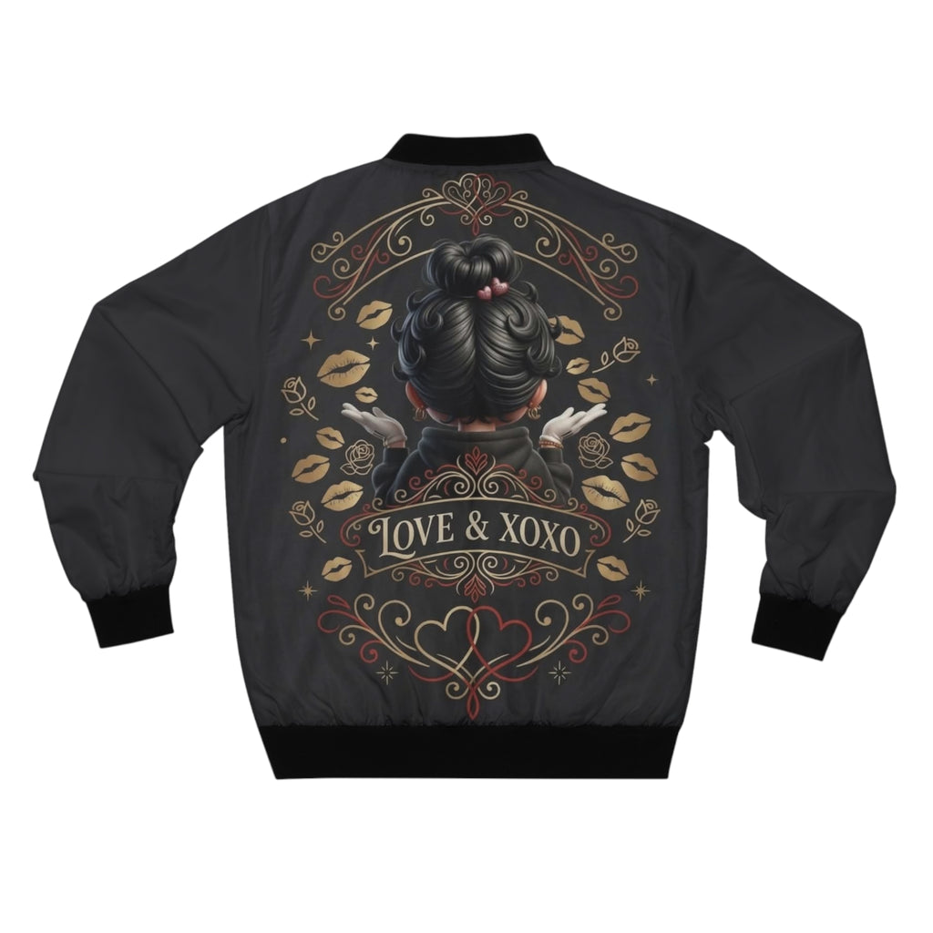 Love & XOXO Bomber Jacket — Retro Kiss-Print Men's Jacket