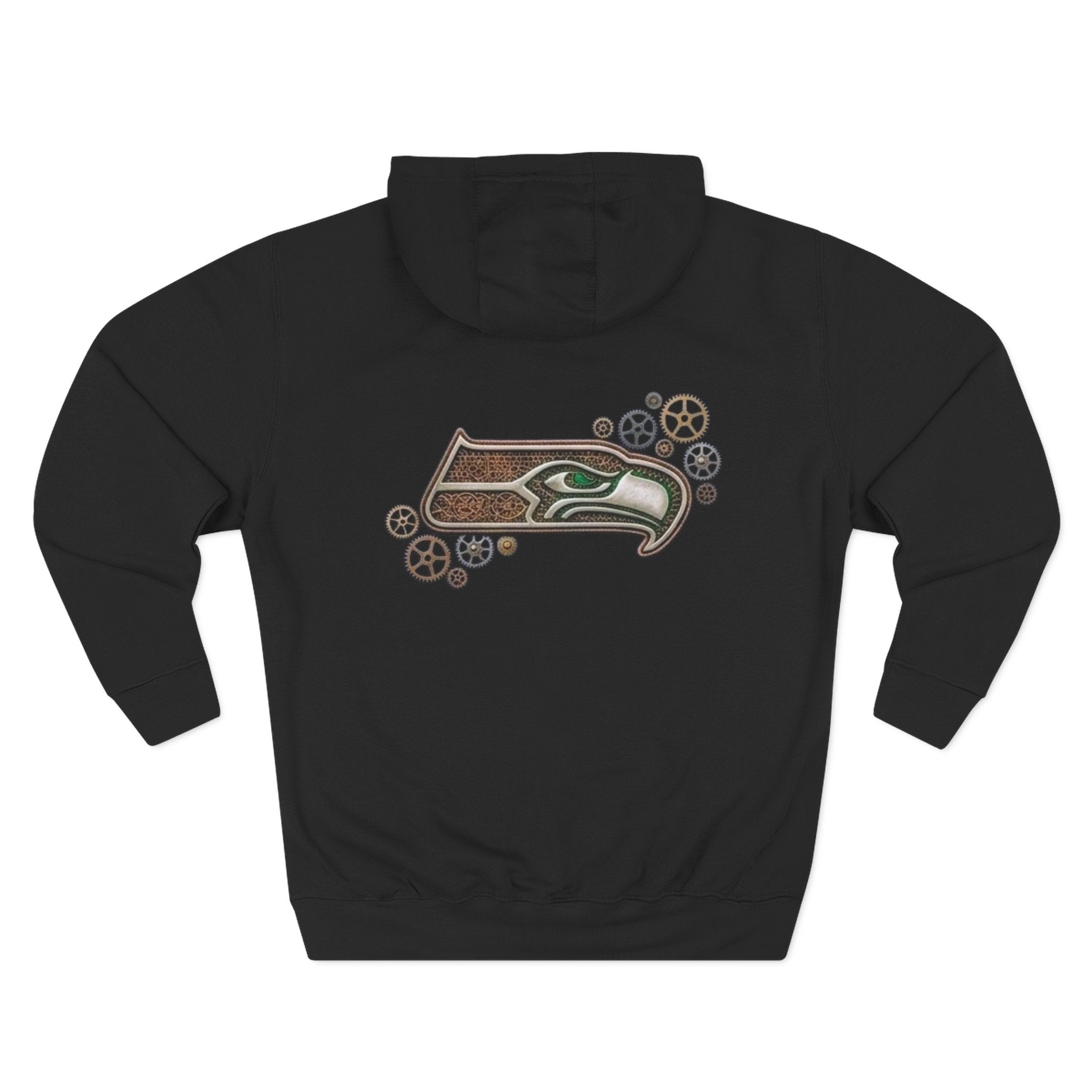 Seahawk Gear Hoodie — Vintage Seahawk Emblem with Gear Accents