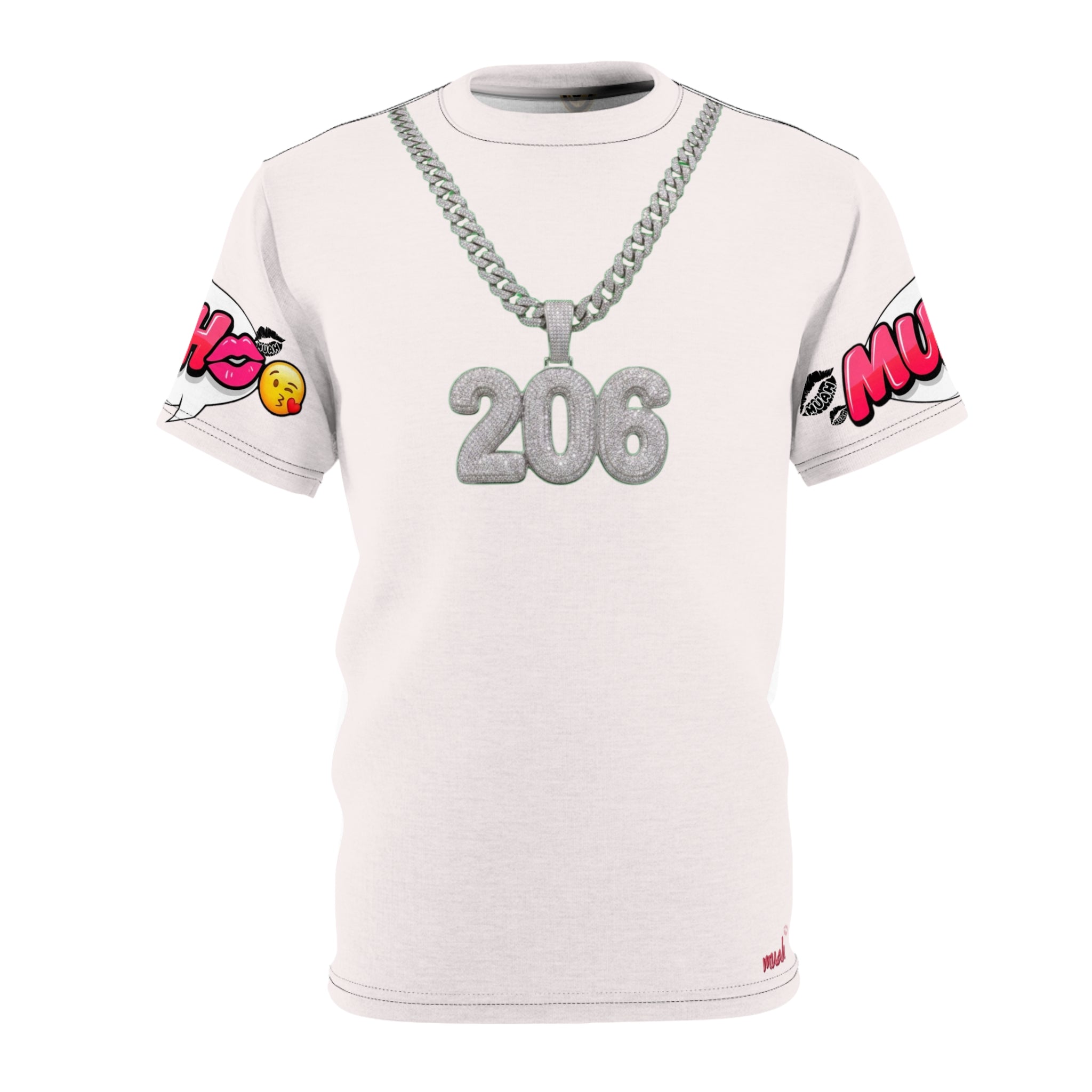 206 Pendant Graphic Tee — Urban Chain Necklace All-Over Print Shirt