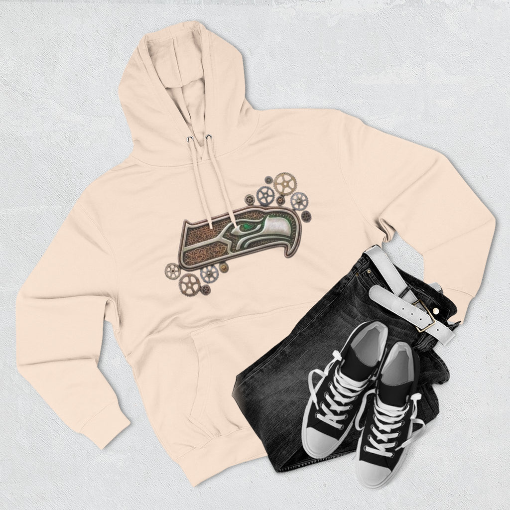 Seahawk Gear Hoodie — Vintage Seahawk Emblem with Gear Accents