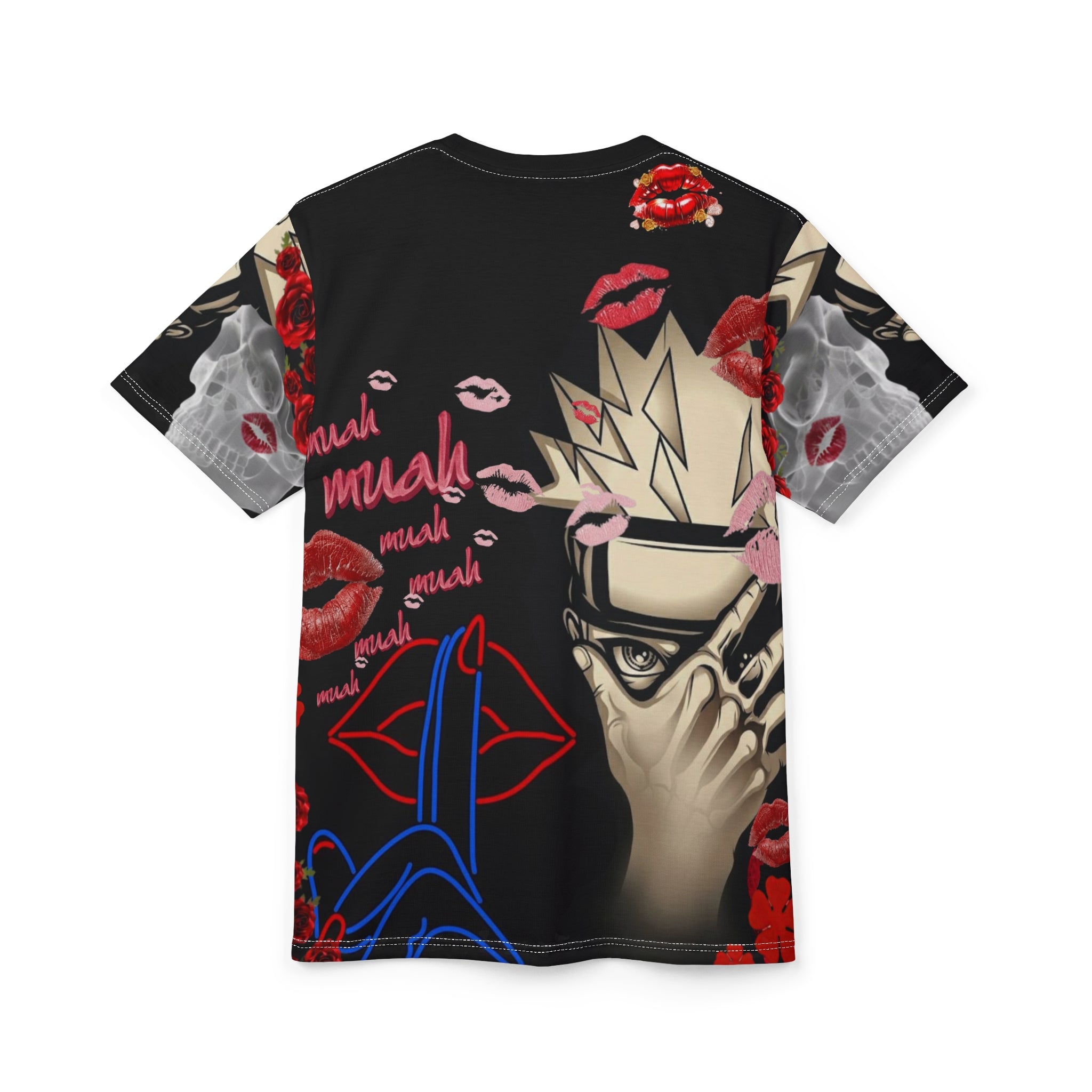 All-Over Print Tee — Mysterious Masked Face Graphic