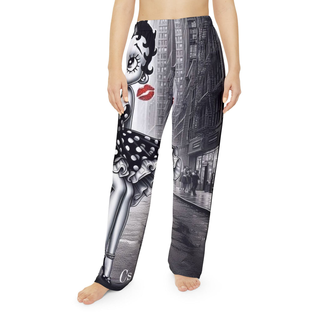 Betty Boop Retro Cityscape Pajama Pants — Women's Cozy All-Over Print Sleepwear