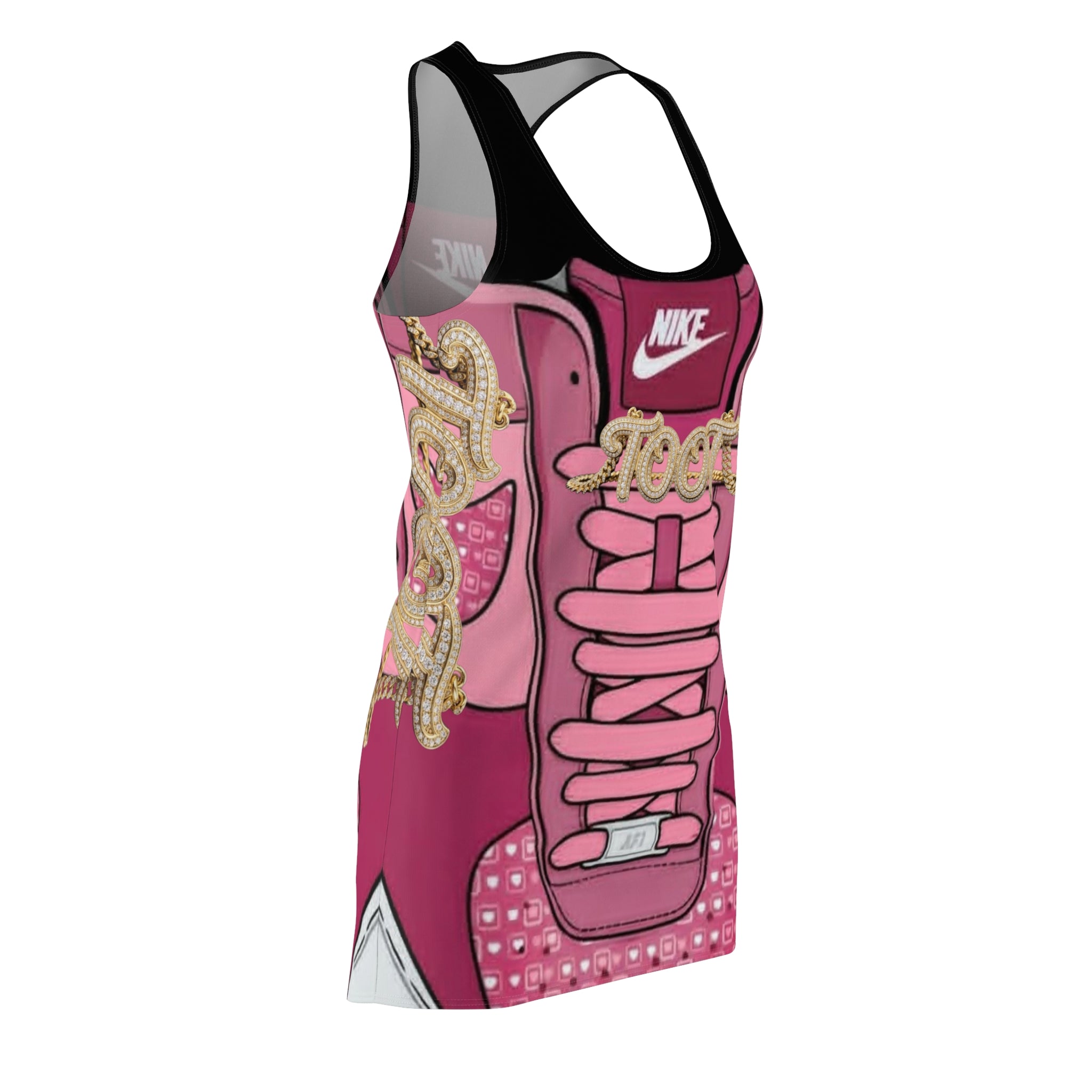 Racerback Dress — Pink Sneaker Graphic "Toot" Print