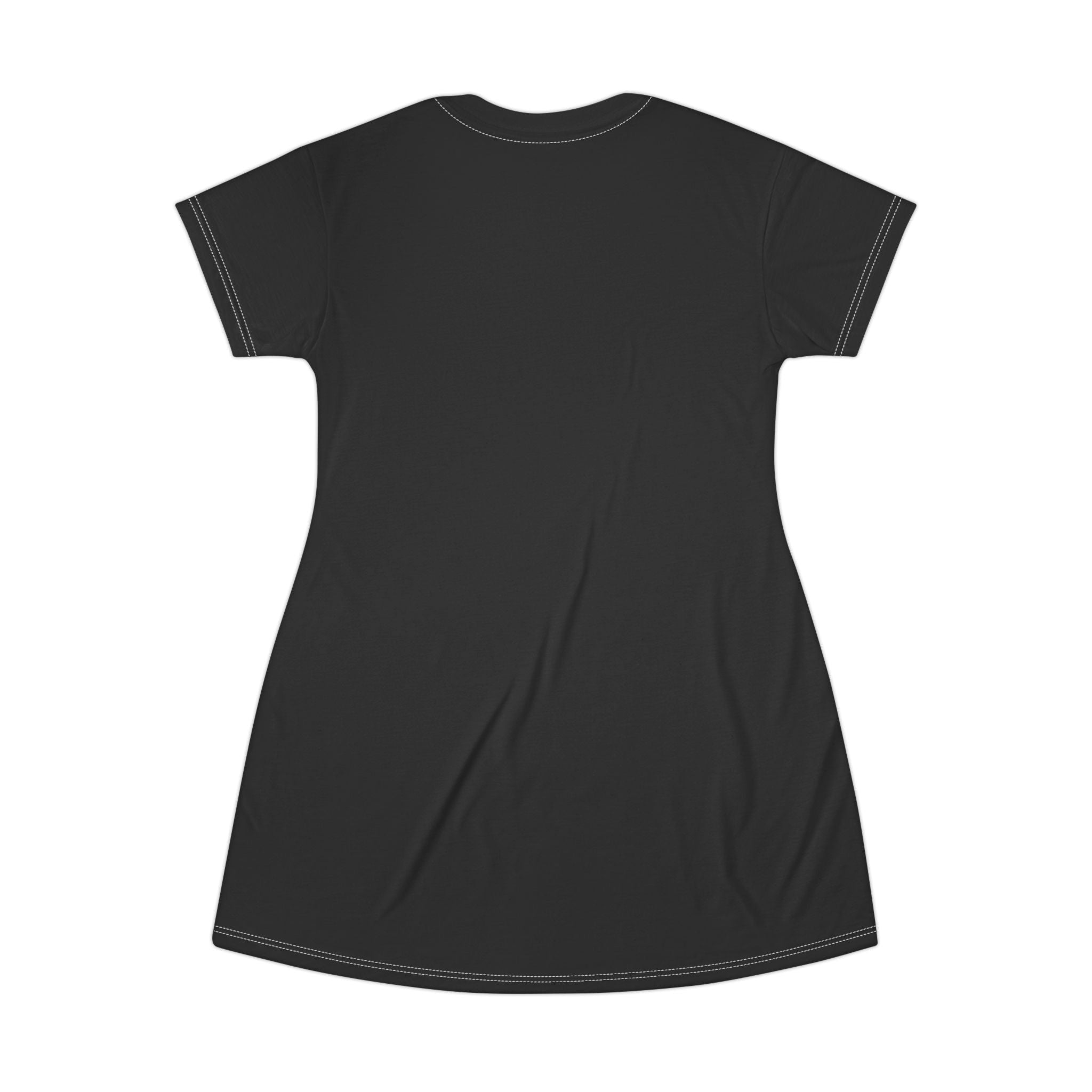S Script Necklace Graphic T‑Shirt Dress — Black All‑Over Print