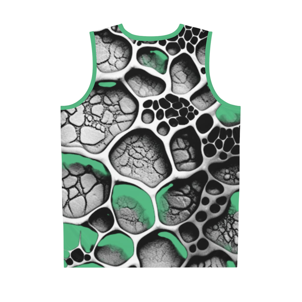 Abstract Black & Mint Basketball Jersey — All-Over Print Athletic Tank
