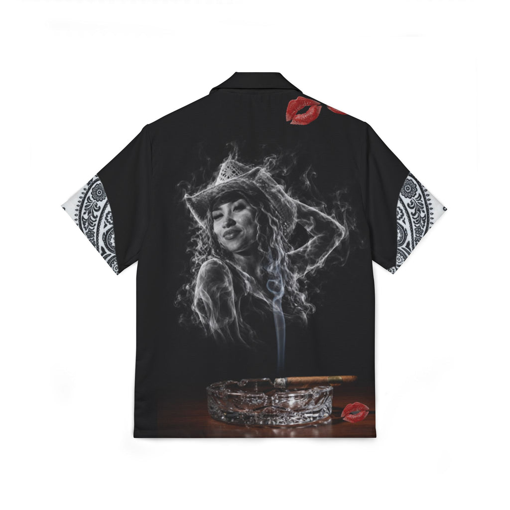 Hawaiian Camp Shirt — Smoky Portrait & Chain-Link Graphic