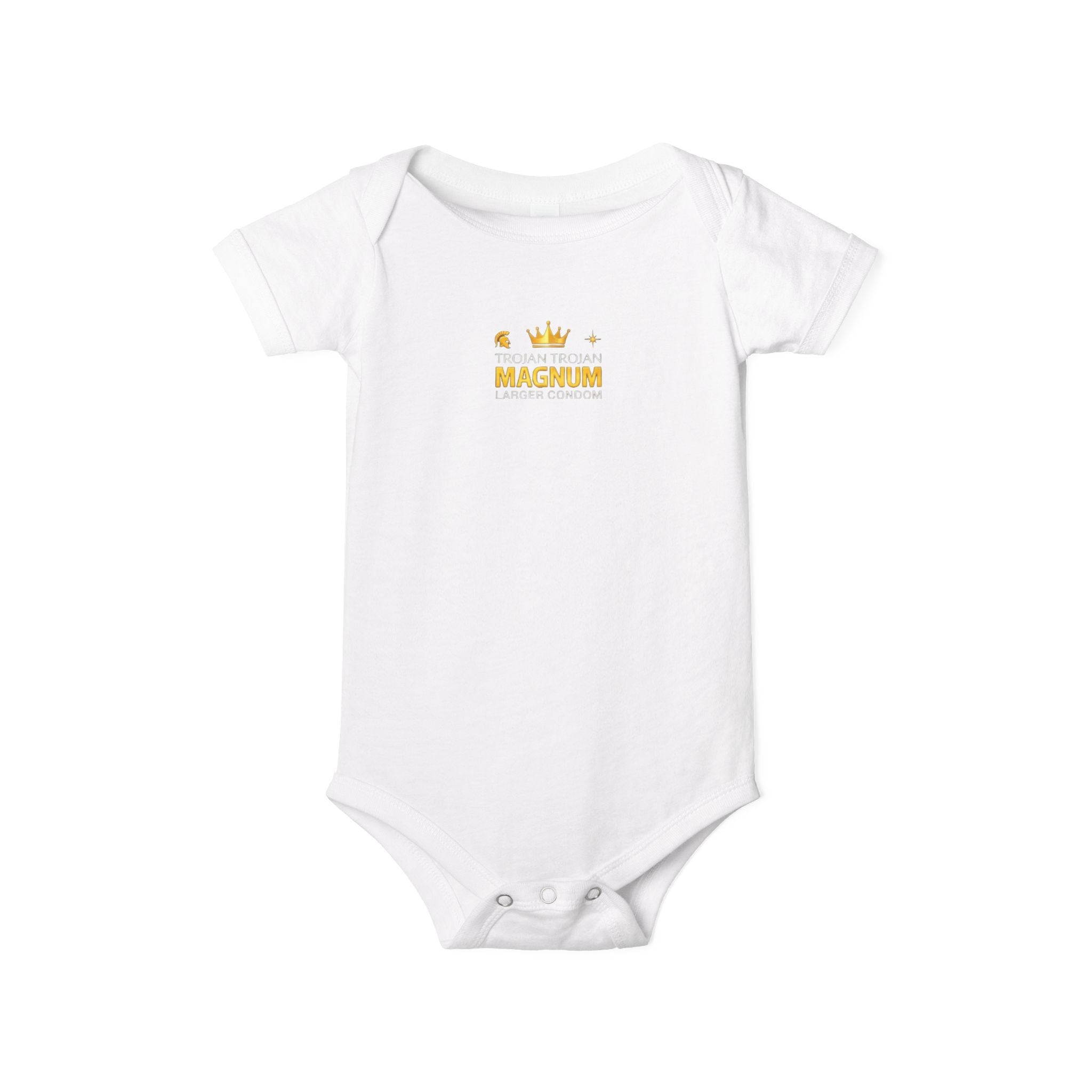 Infant One-Piece Bodysuit — 'Magnum' Crown Baby Romper (White)
